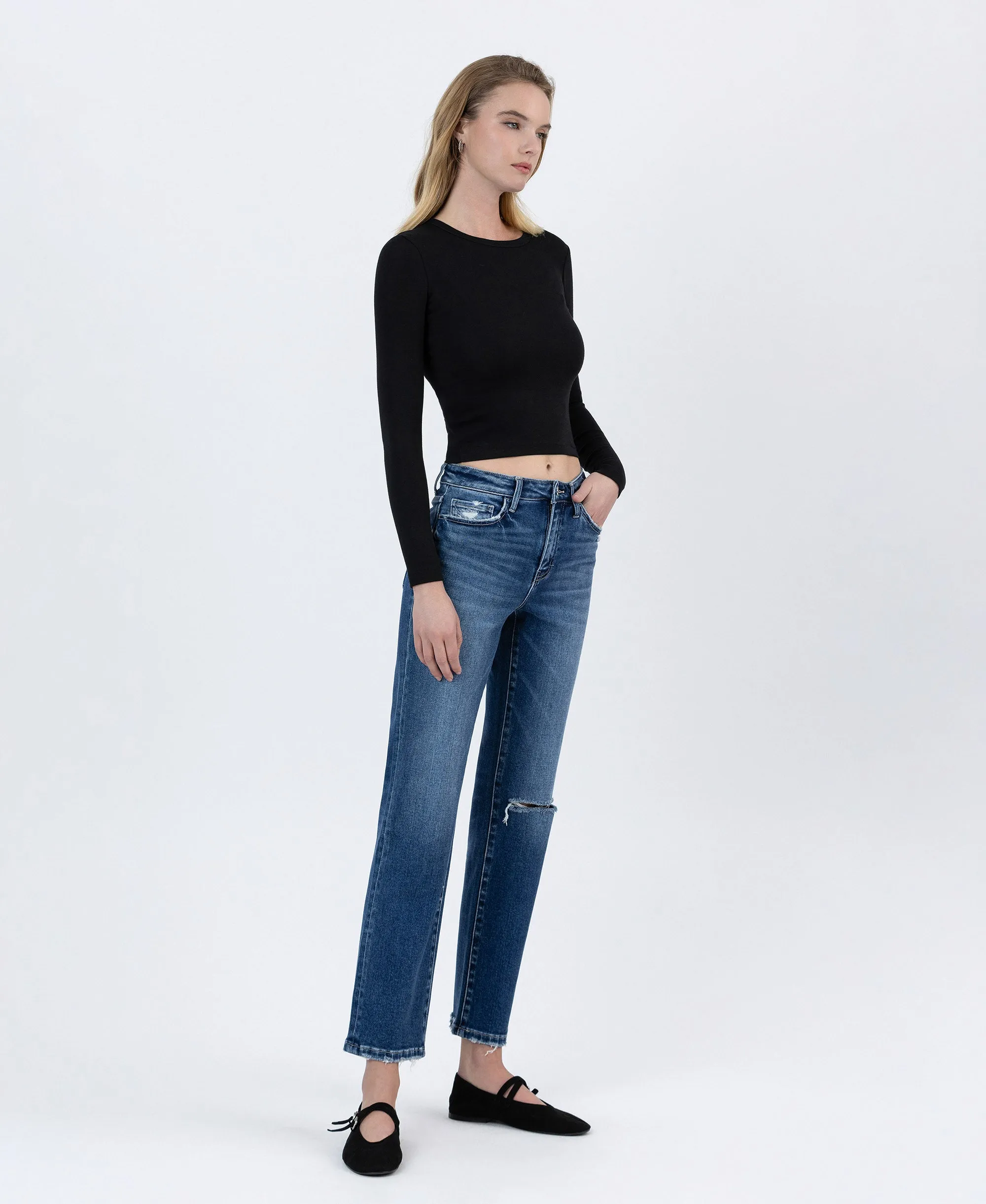 Accumulate - High Rise Ankle Straight Jeans