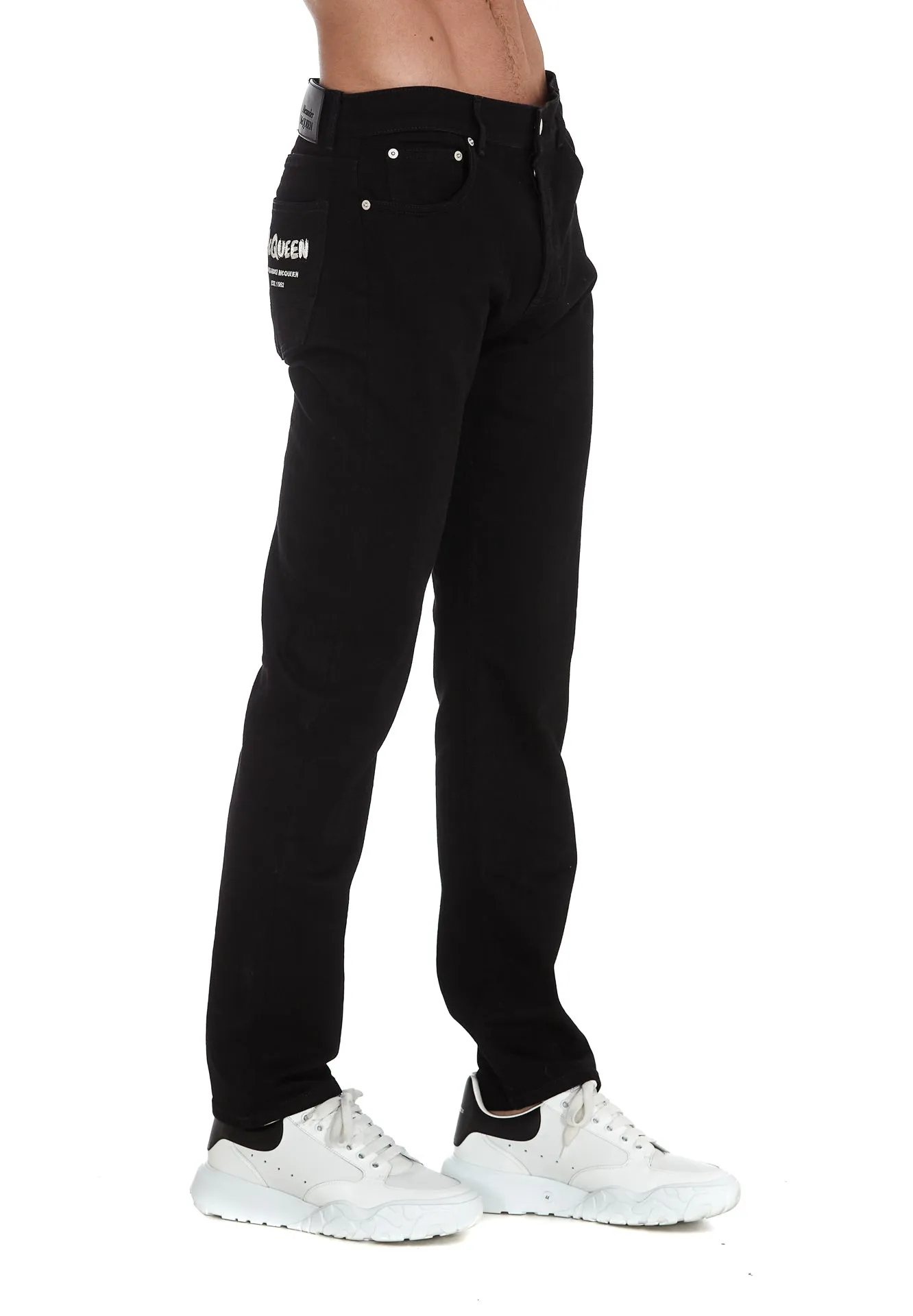 Alexander McQueen Graffiti Logo Straight-Leg Jeans