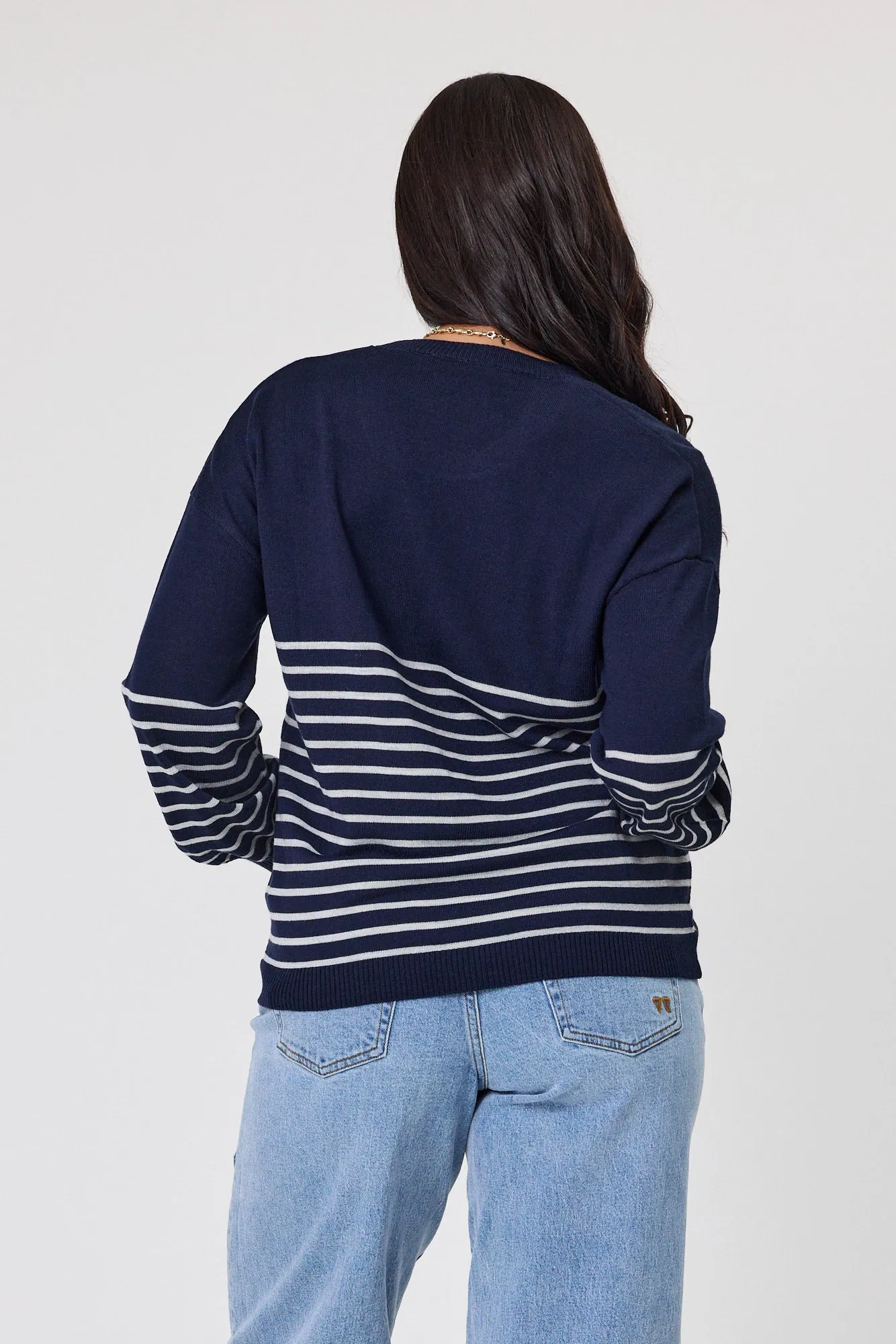 Alpine by Shine On Edmonton Chevron Stripe Jumper Ink Grey