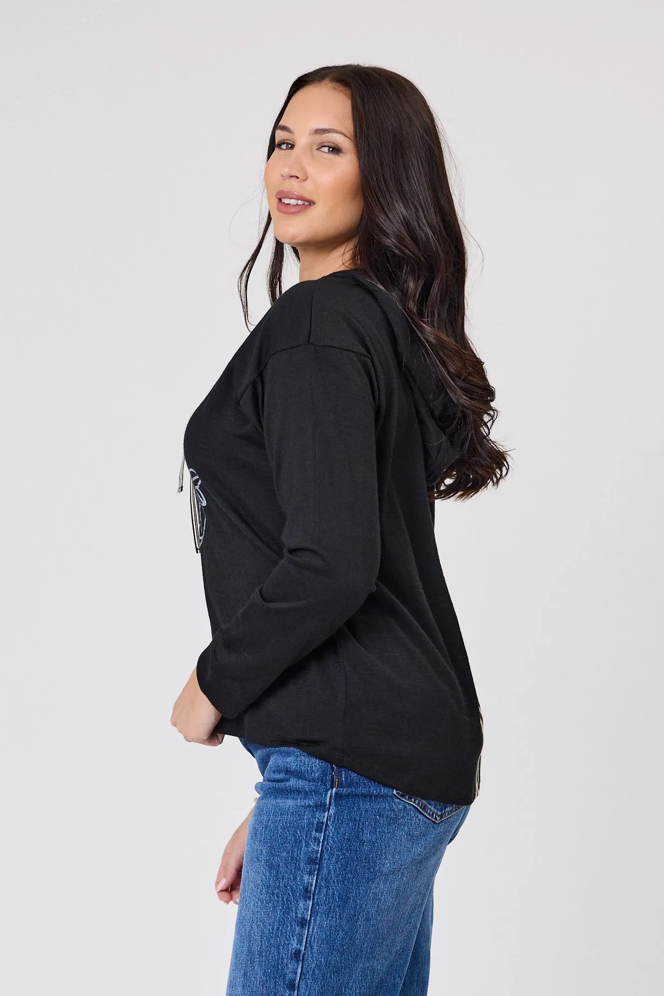 Alpine by Shine On Ontario Printed Merino Hoodie Black