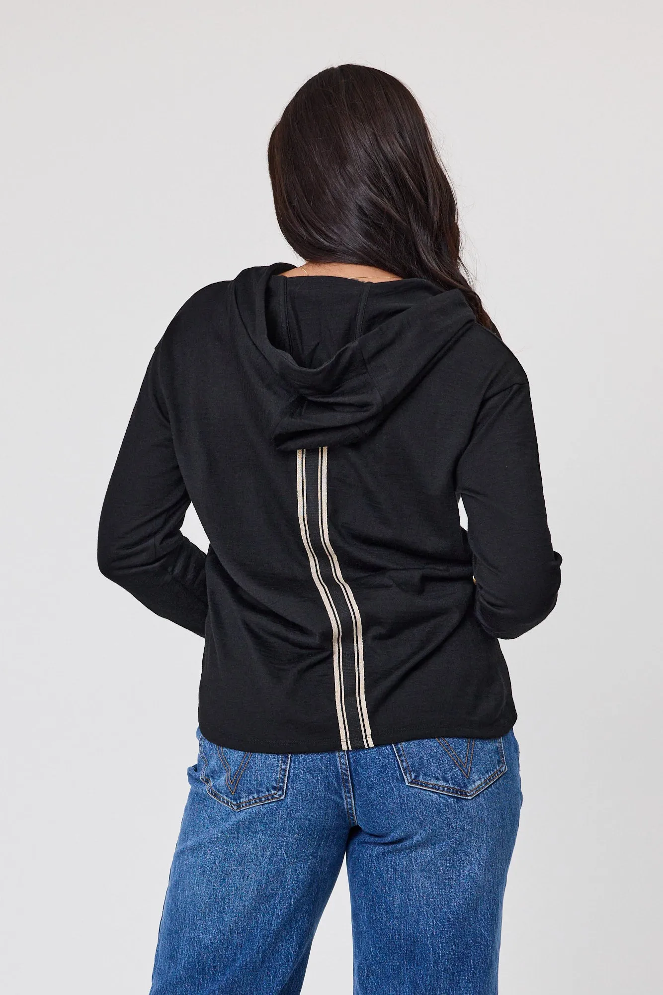 Alpine by Shine On Ontario Printed Merino Hoodie Black
