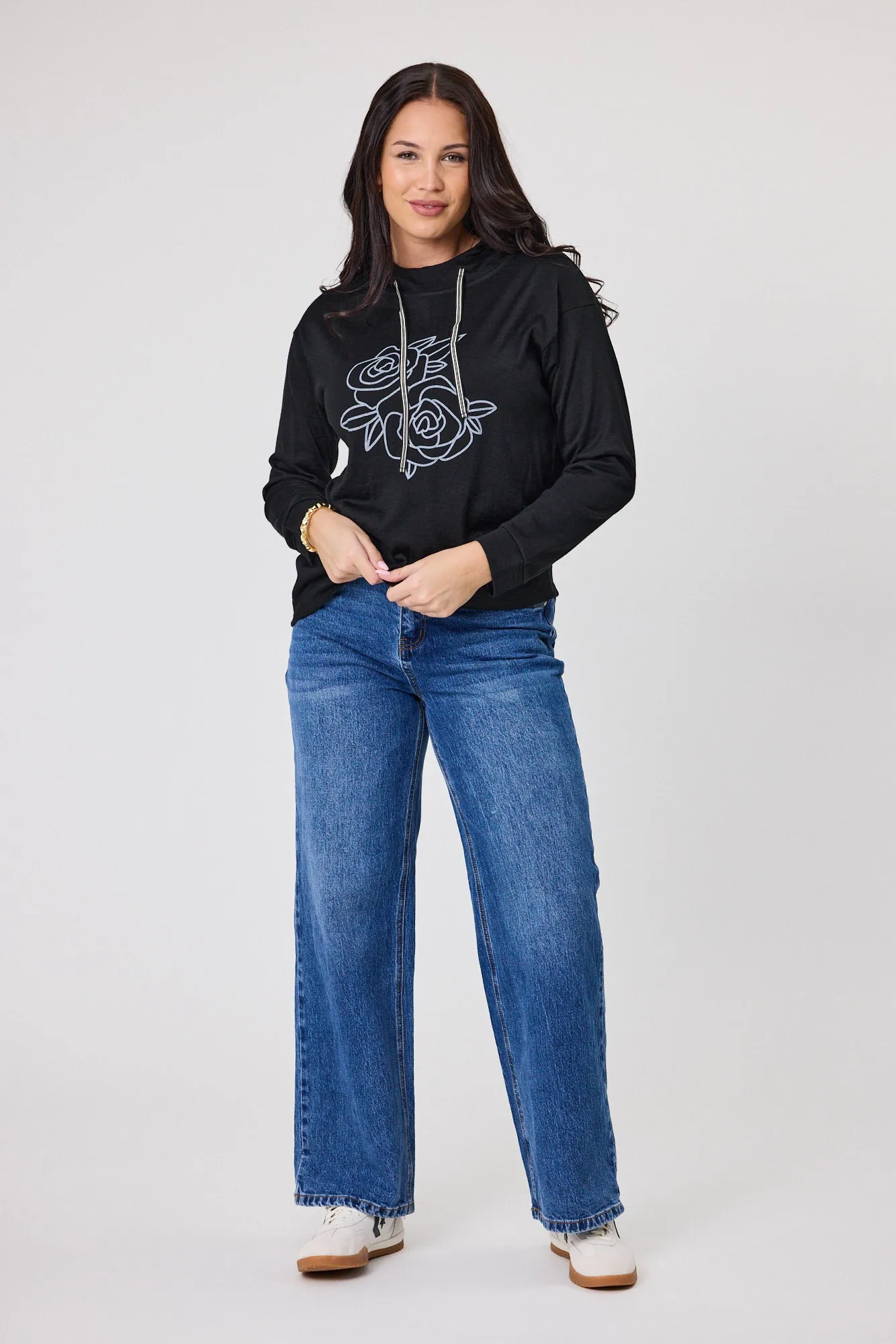 Alpine by Shine On Ontario Printed Merino Hoodie Black
