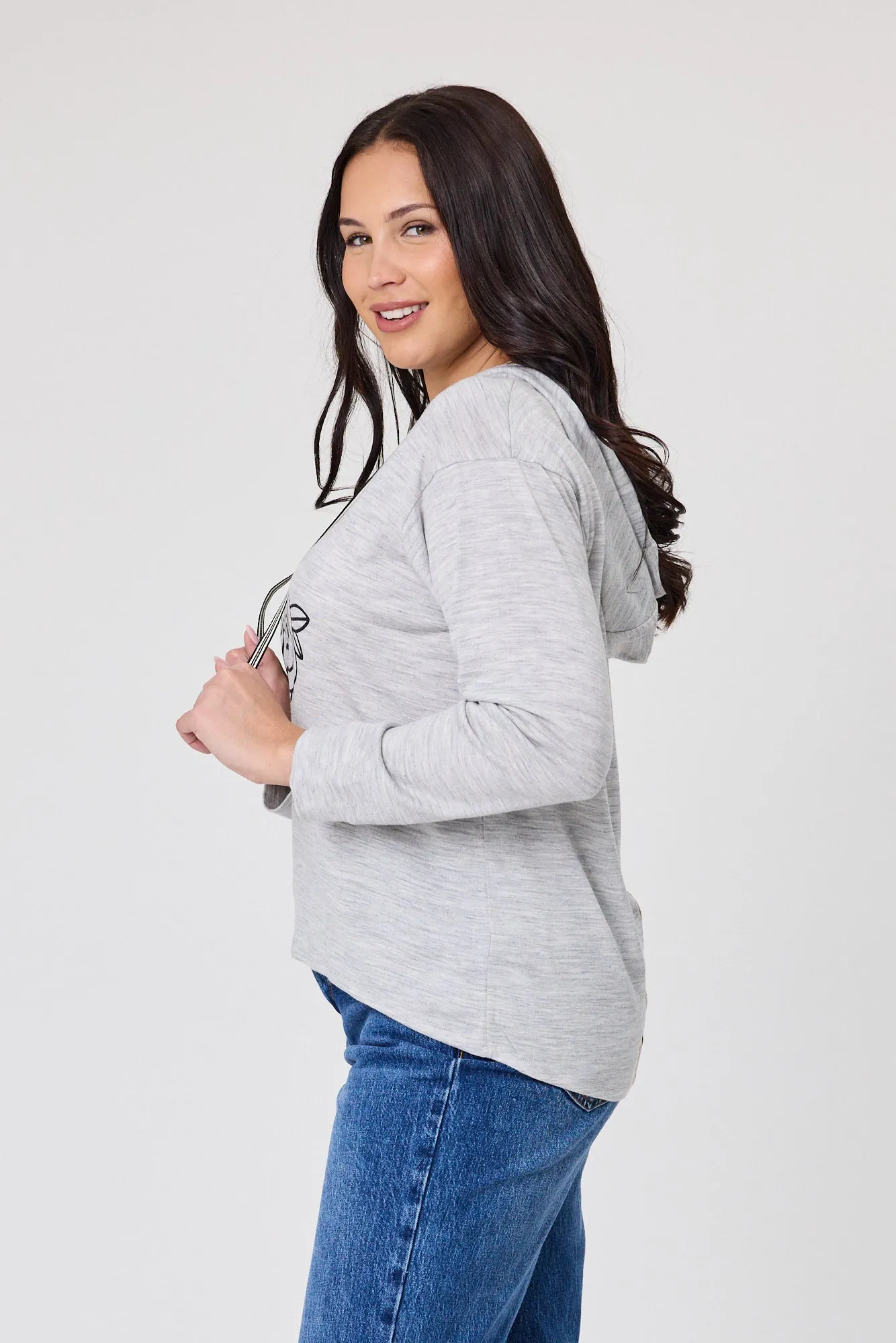 Alpine by Shine On Ontario Printed Merino Hoodie Grey Marl
