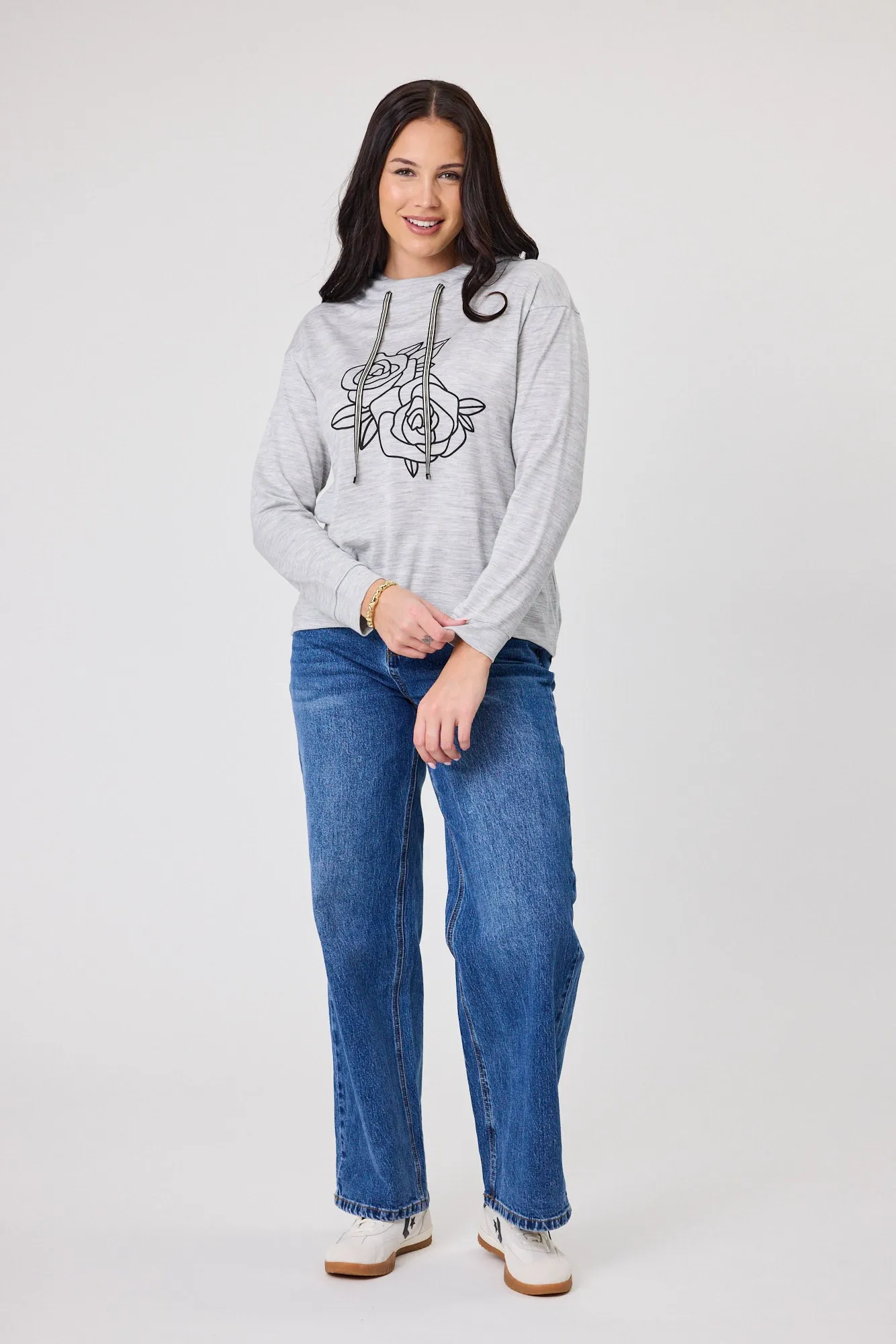 Alpine by Shine On Ontario Printed Merino Hoodie Grey Marl