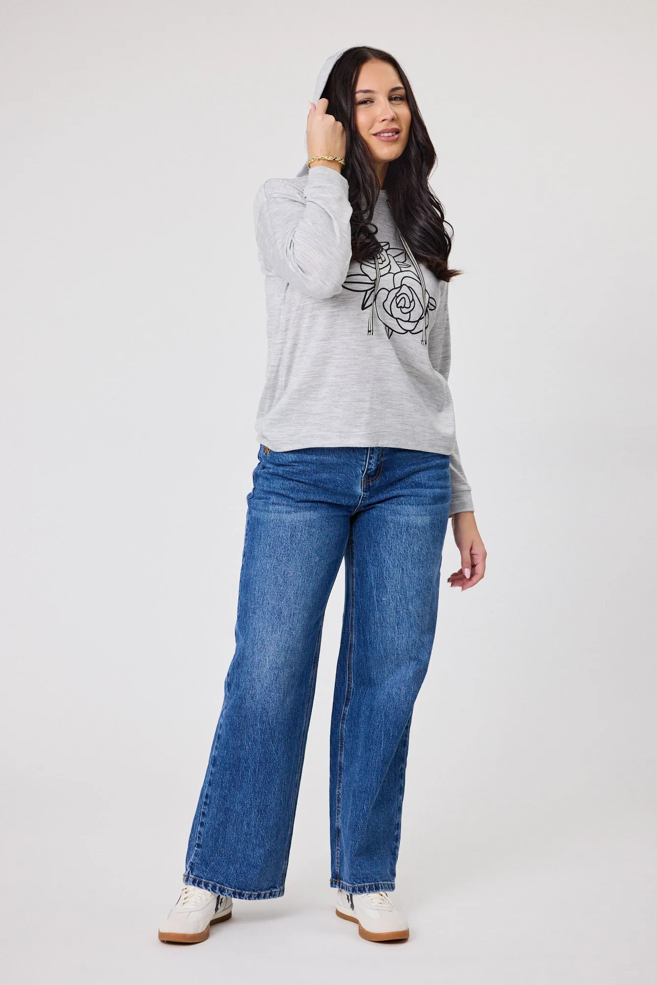 Alpine by Shine On Ontario Printed Merino Hoodie Grey Marl