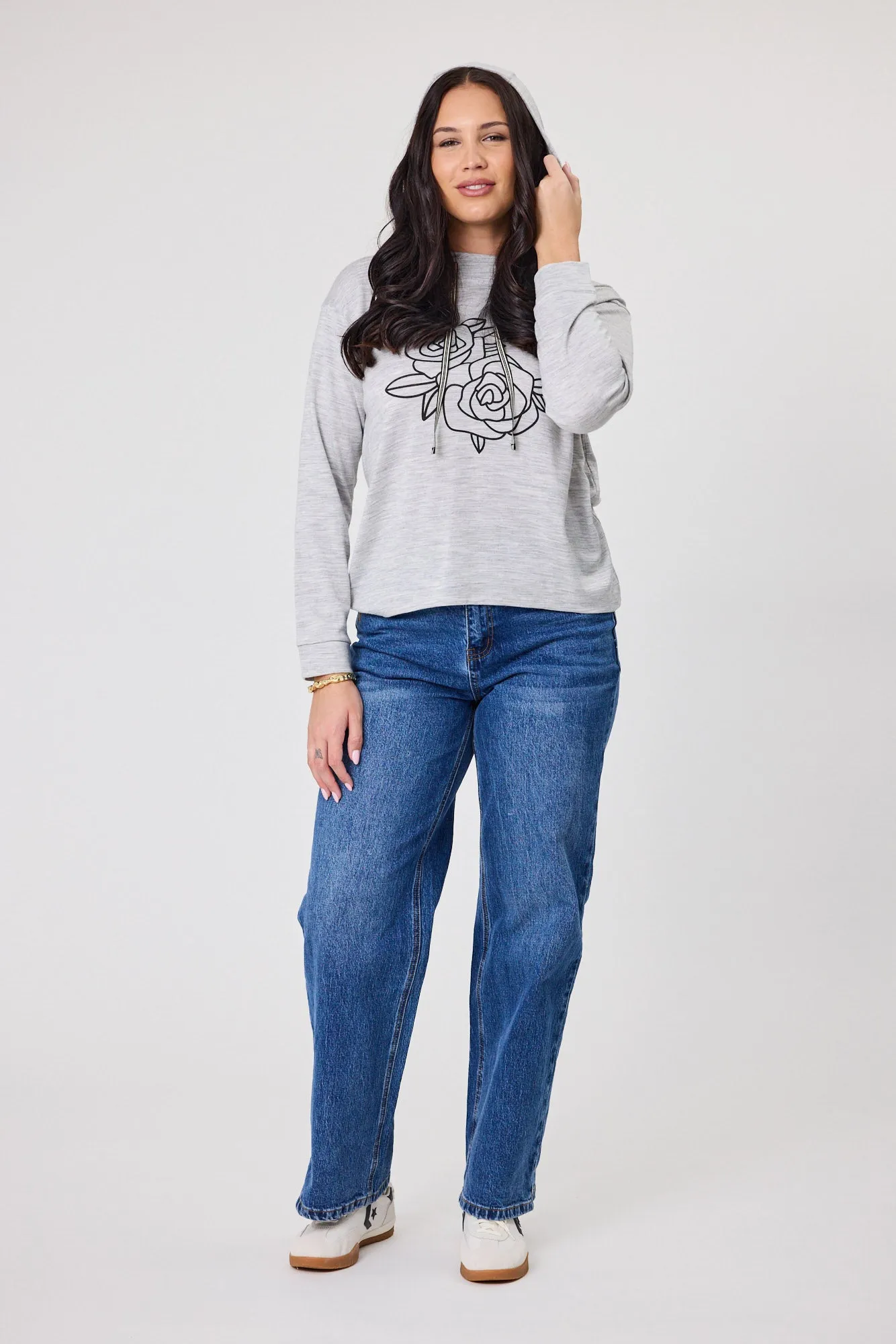 Alpine by Shine On Ontario Printed Merino Hoodie Grey Marl