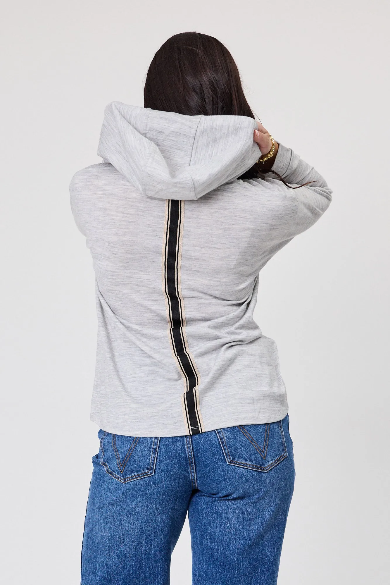 Alpine by Shine On Ontario Printed Merino Hoodie Grey Marl