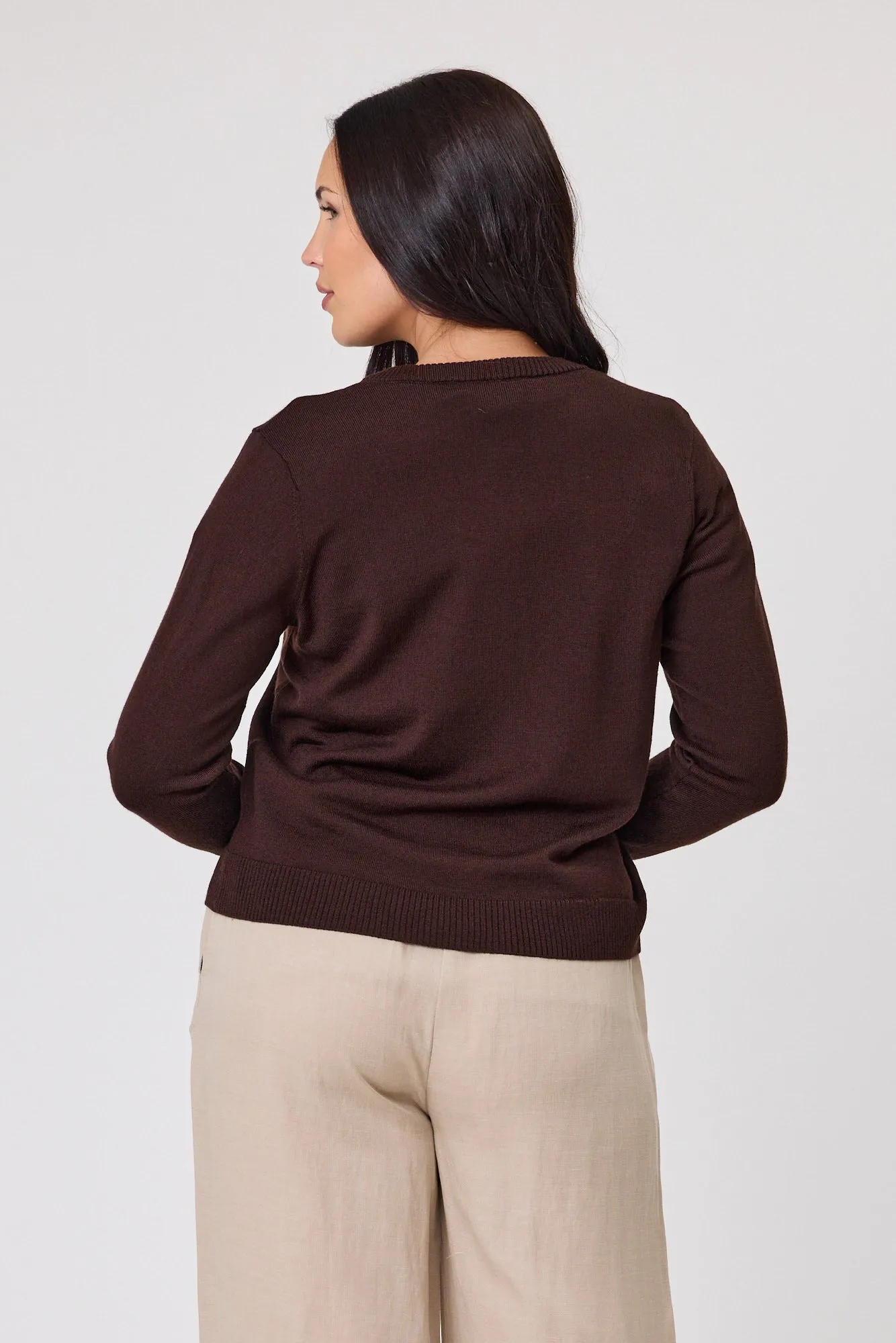 Alpine by Shine On Quebec Rib Detail Cardigan Chocolate