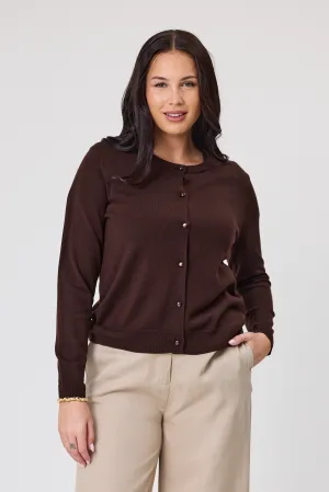 Alpine by Shine On Quebec Rib Detail Cardigan Chocolate
