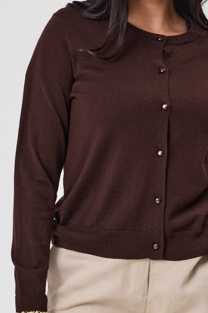 Alpine by Shine On Quebec Rib Detail Cardigan Chocolate