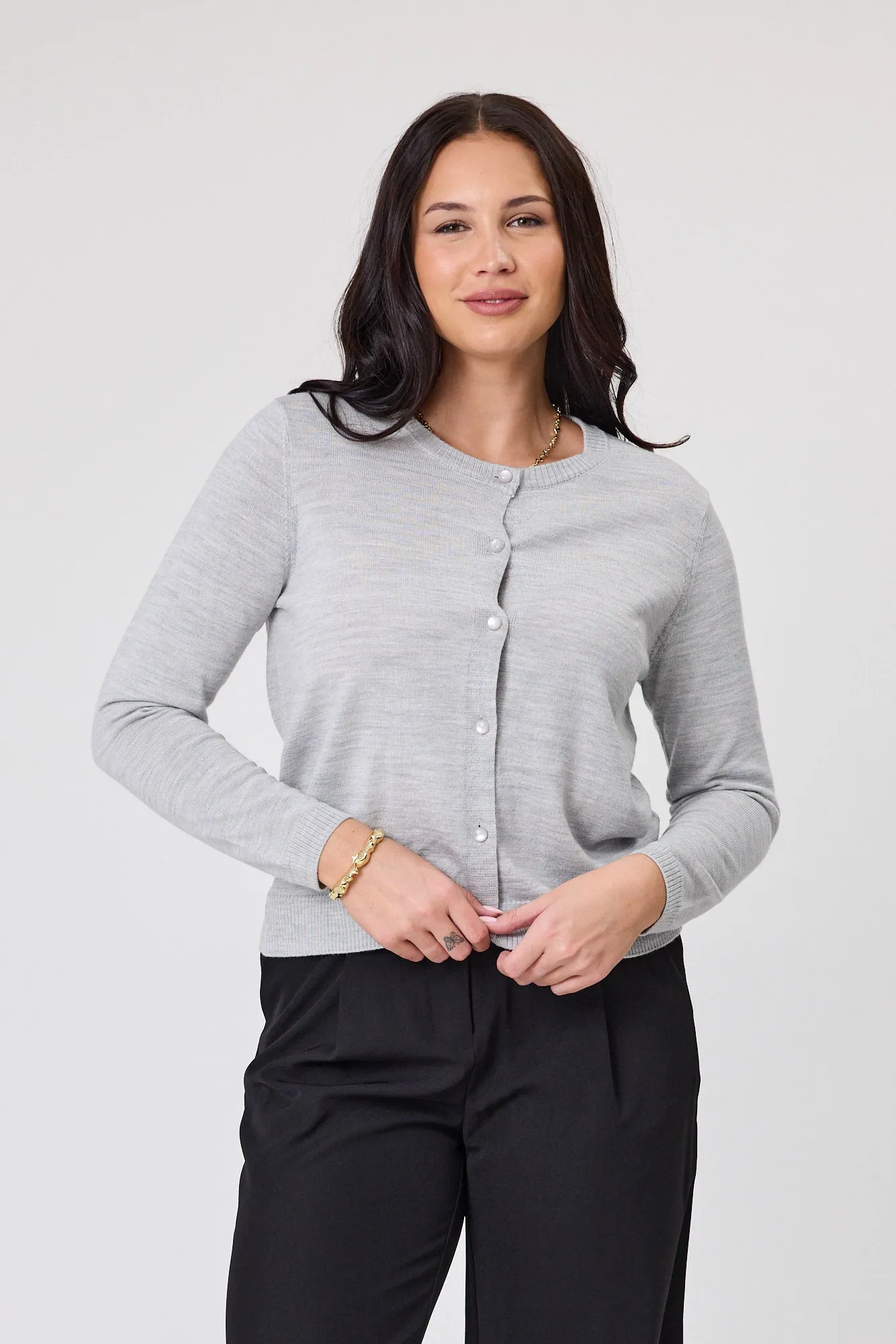 Alpine by Shine On Quebec Rib Detail Cardigan Grey Marl