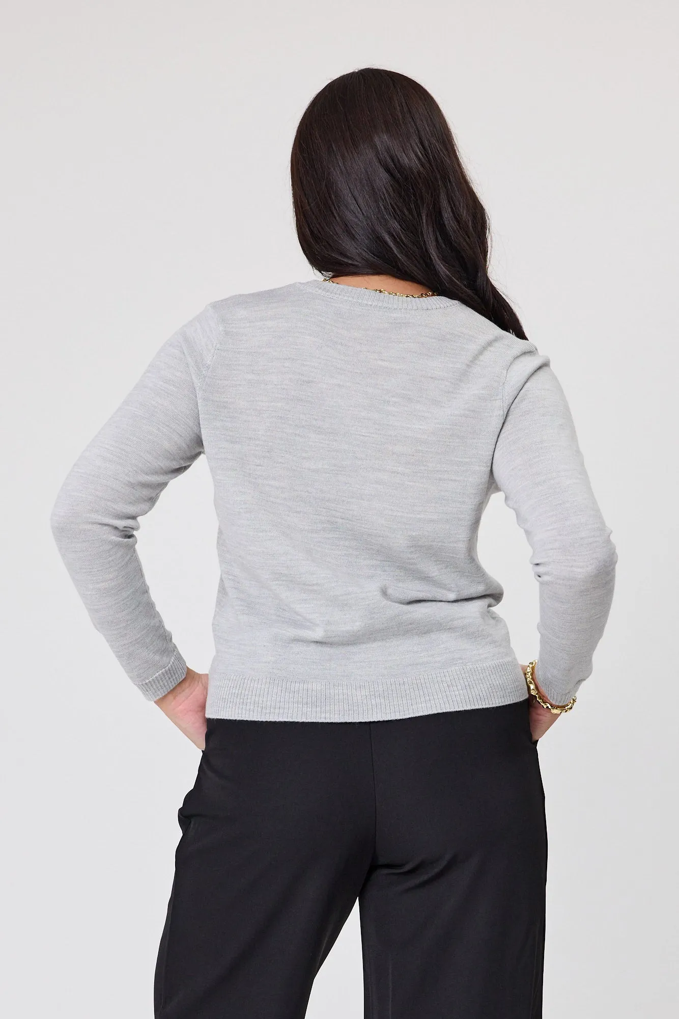 Alpine by Shine On Quebec Rib Detail Cardigan Grey Marl