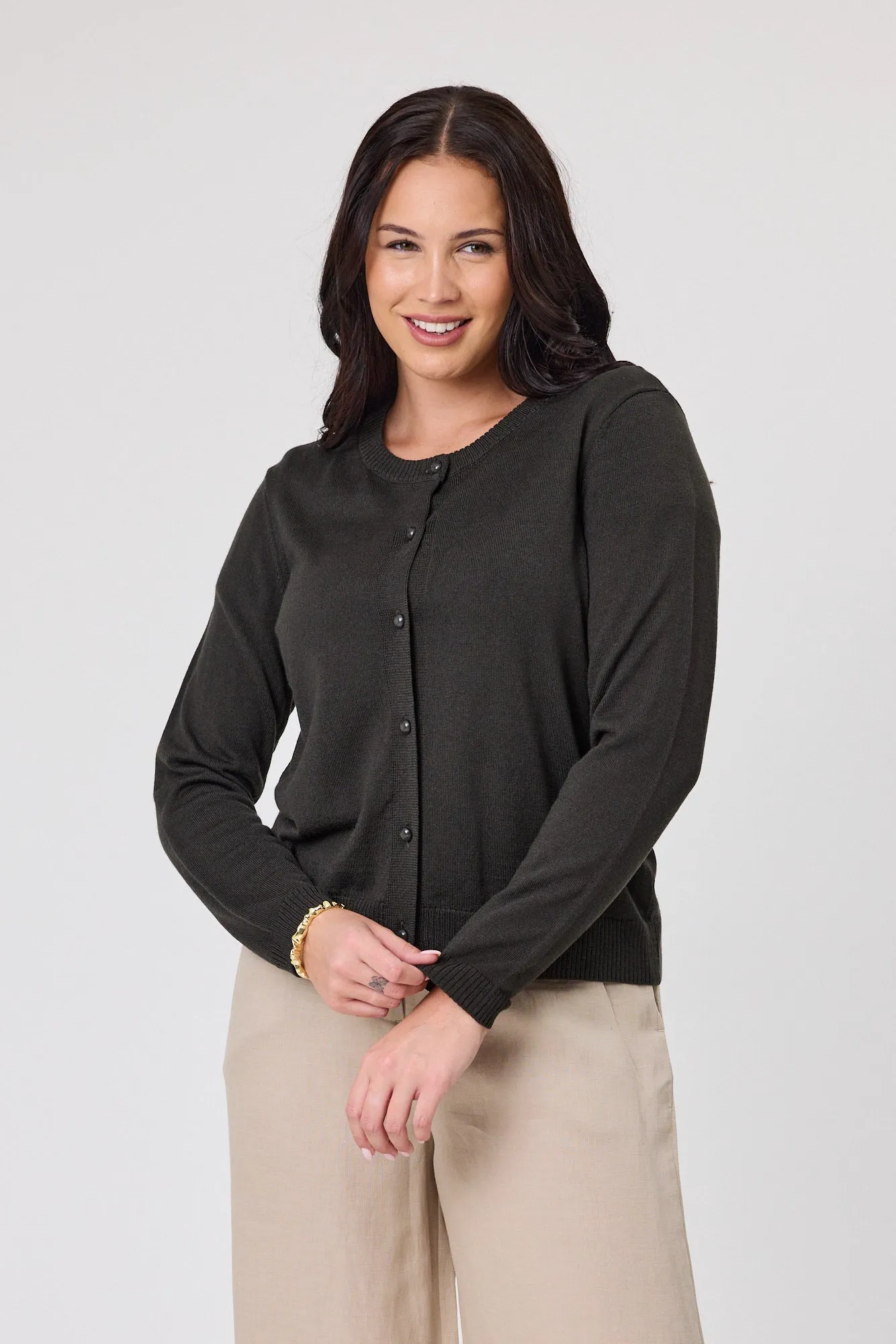 Alpine by Shine On Quebec Rib Detail Cardigan Olive