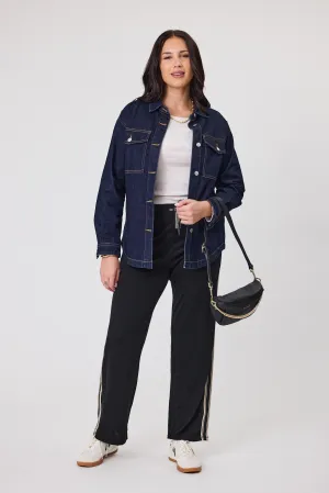 Alpine by Shine On Vancouver Stripe Detail Merino Wide Leg Pant Black