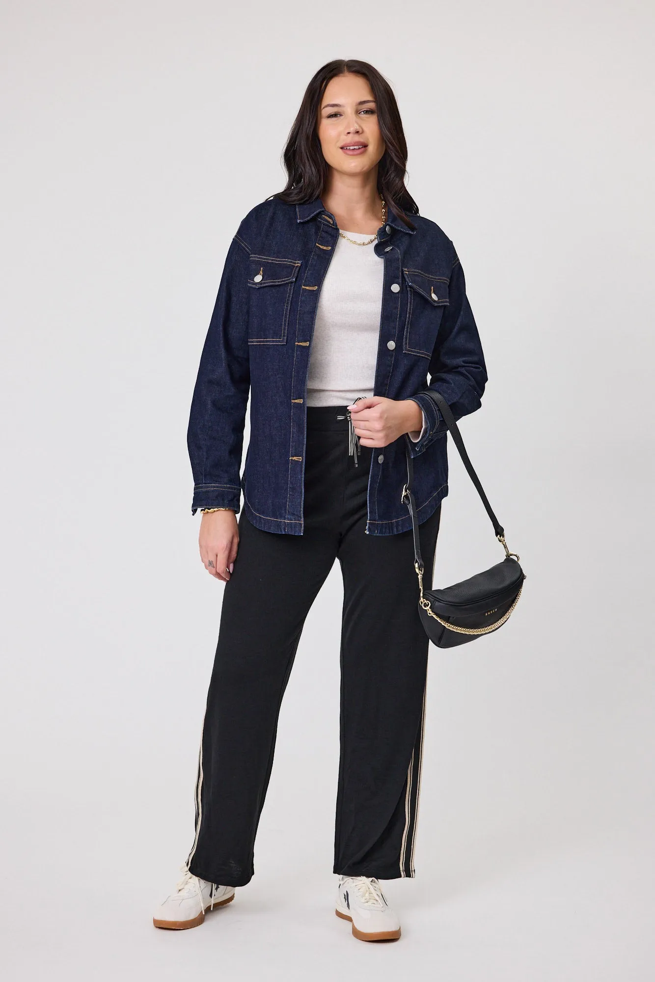 Alpine by Shine On Vancouver Stripe Detail Merino Wide Leg Pant Black
