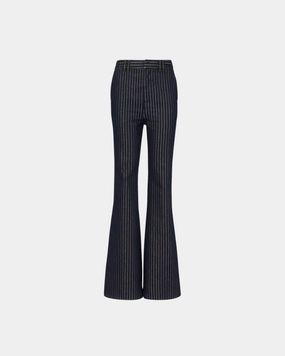 Balmain Women Flared Jeans With Lurex Stripes Navy