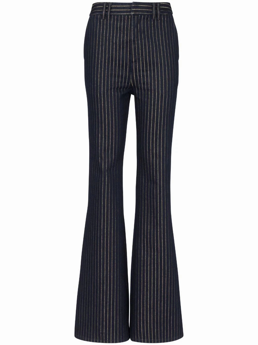 Balmain Women Flared Jeans With Lurex Stripes Navy