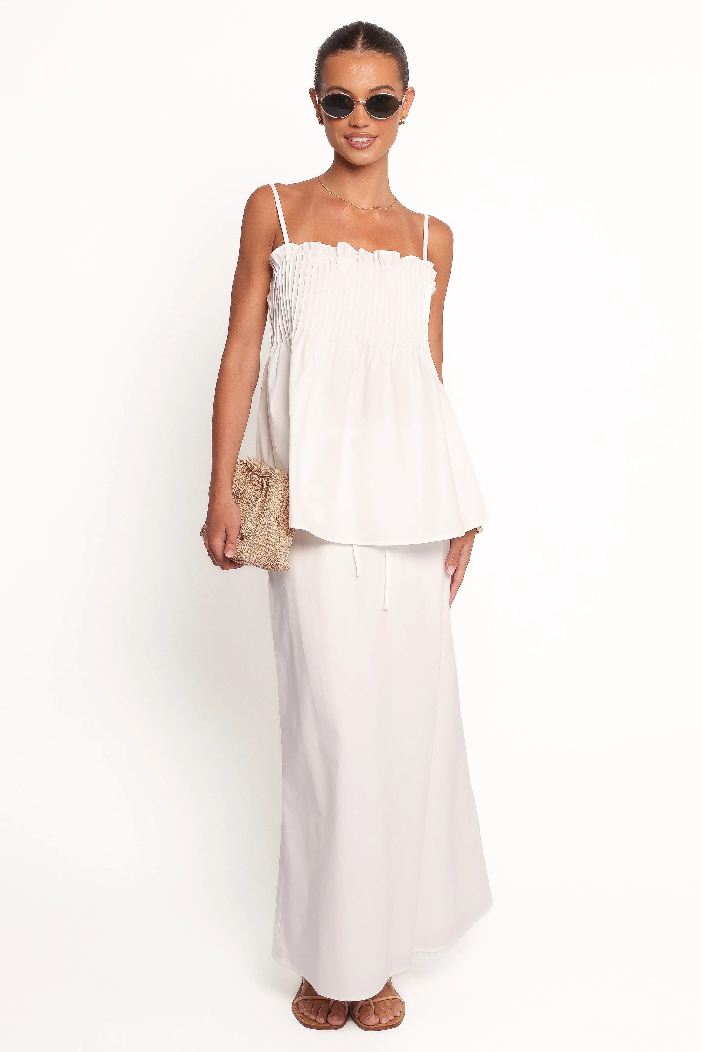 Carson Pleated Top - White