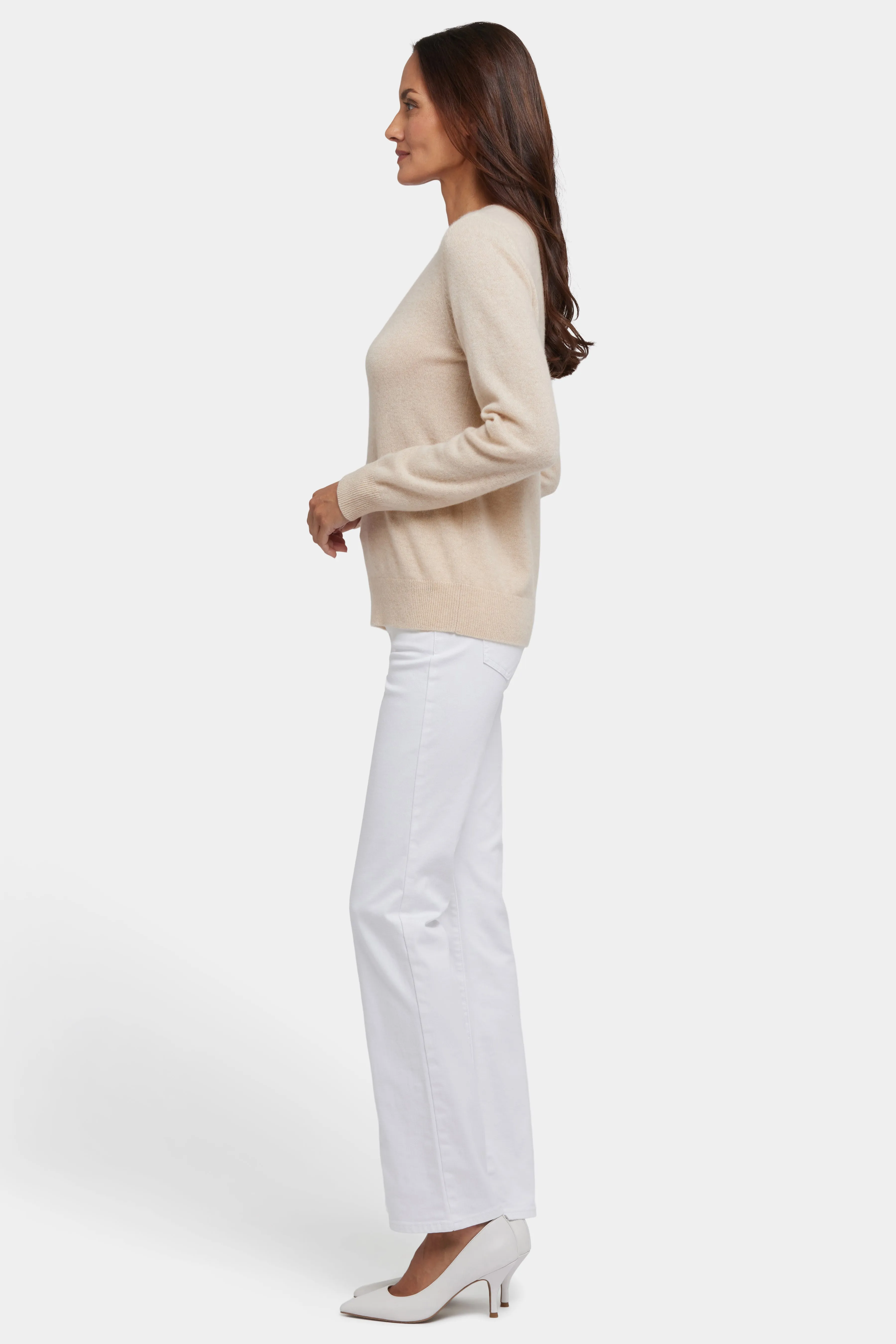 Cashmere Classic V-Neck Sweater - Heather Cream
