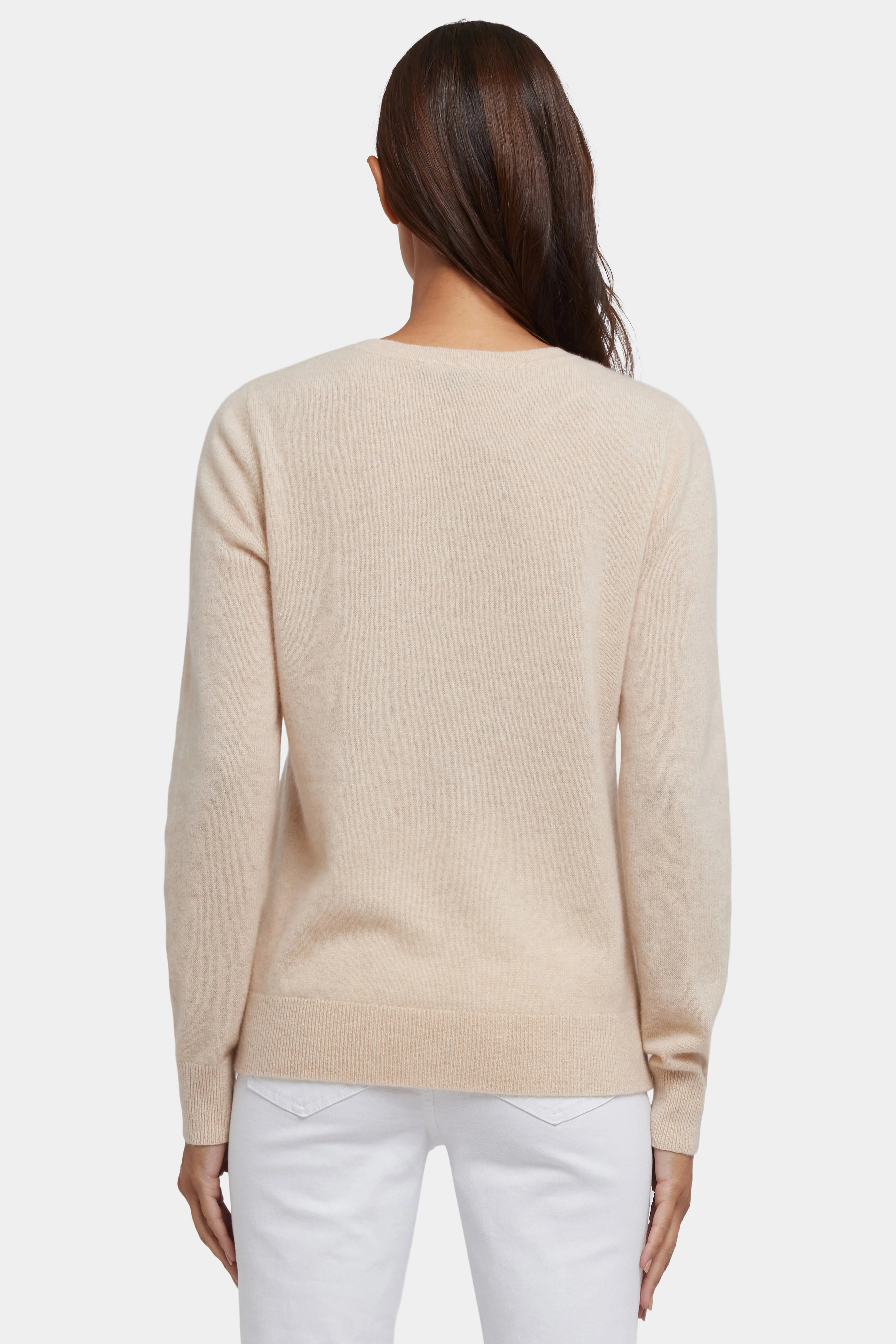Cashmere Classic V-Neck Sweater - Heather Cream