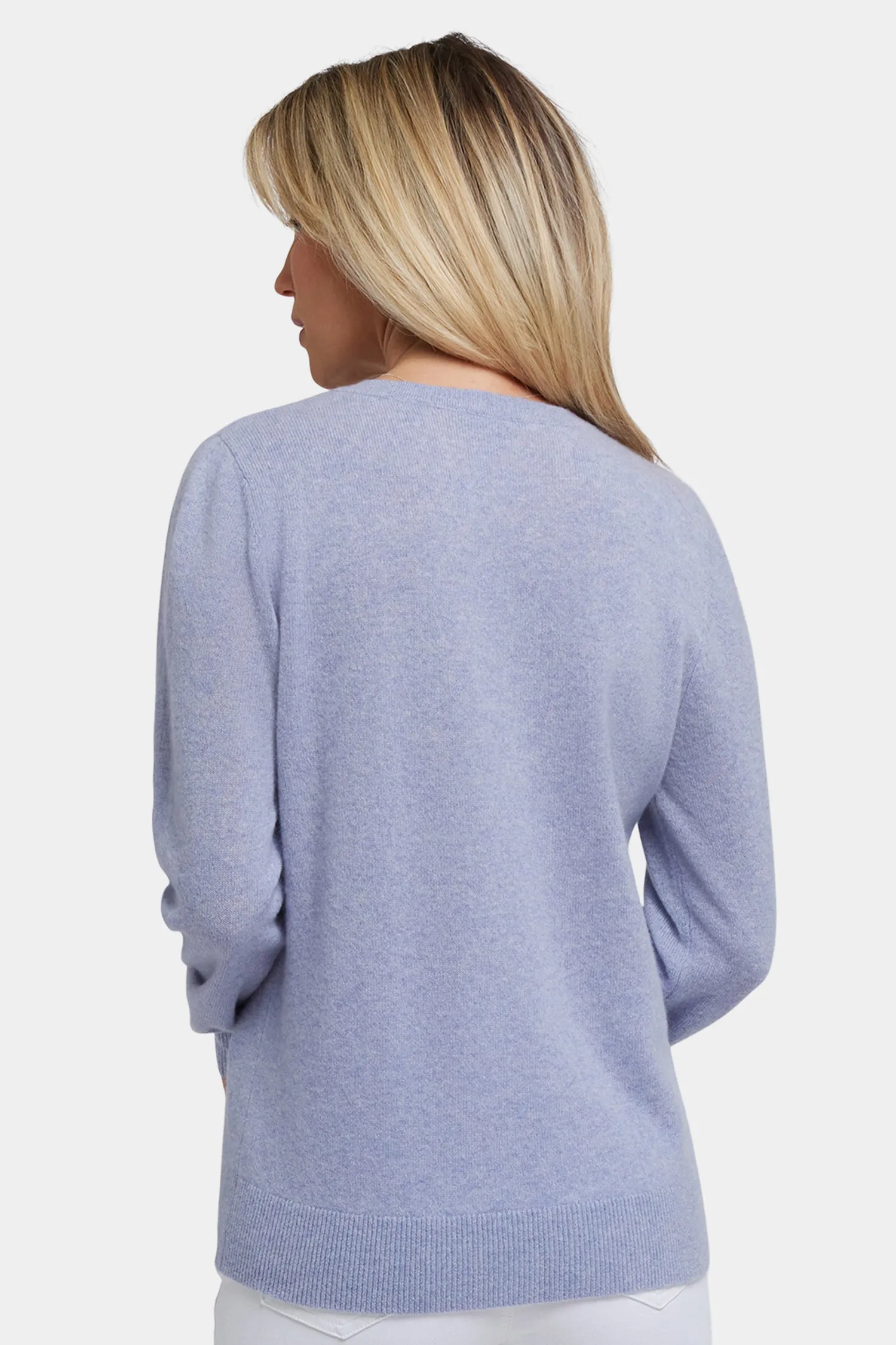 Cashmere Classic V-Neck Sweater - Heather Light Blue