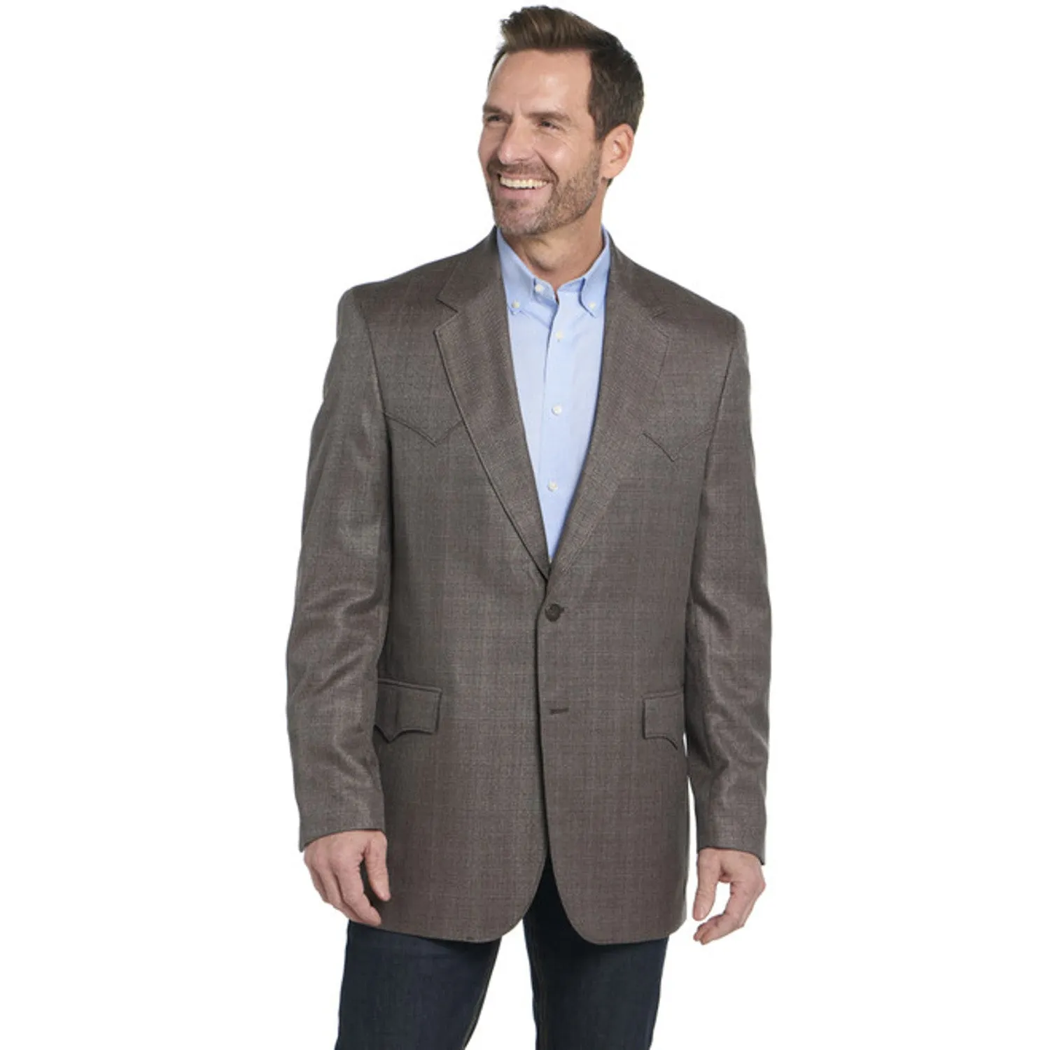 Circle S Mens Fort Worth Brown Mix Poly/Rayon Two-Button Sport Coat 46R