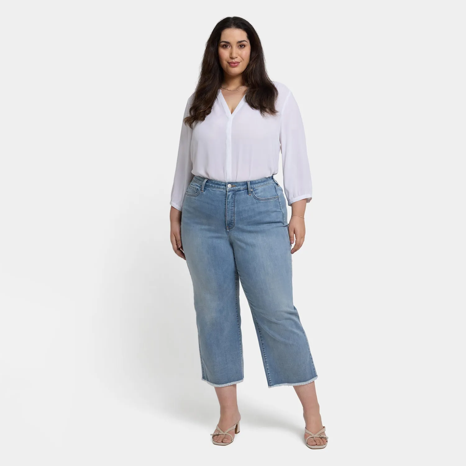 Coco Relaxed Wide Leg Crop Jeans In Plus Size - Santiago Sea