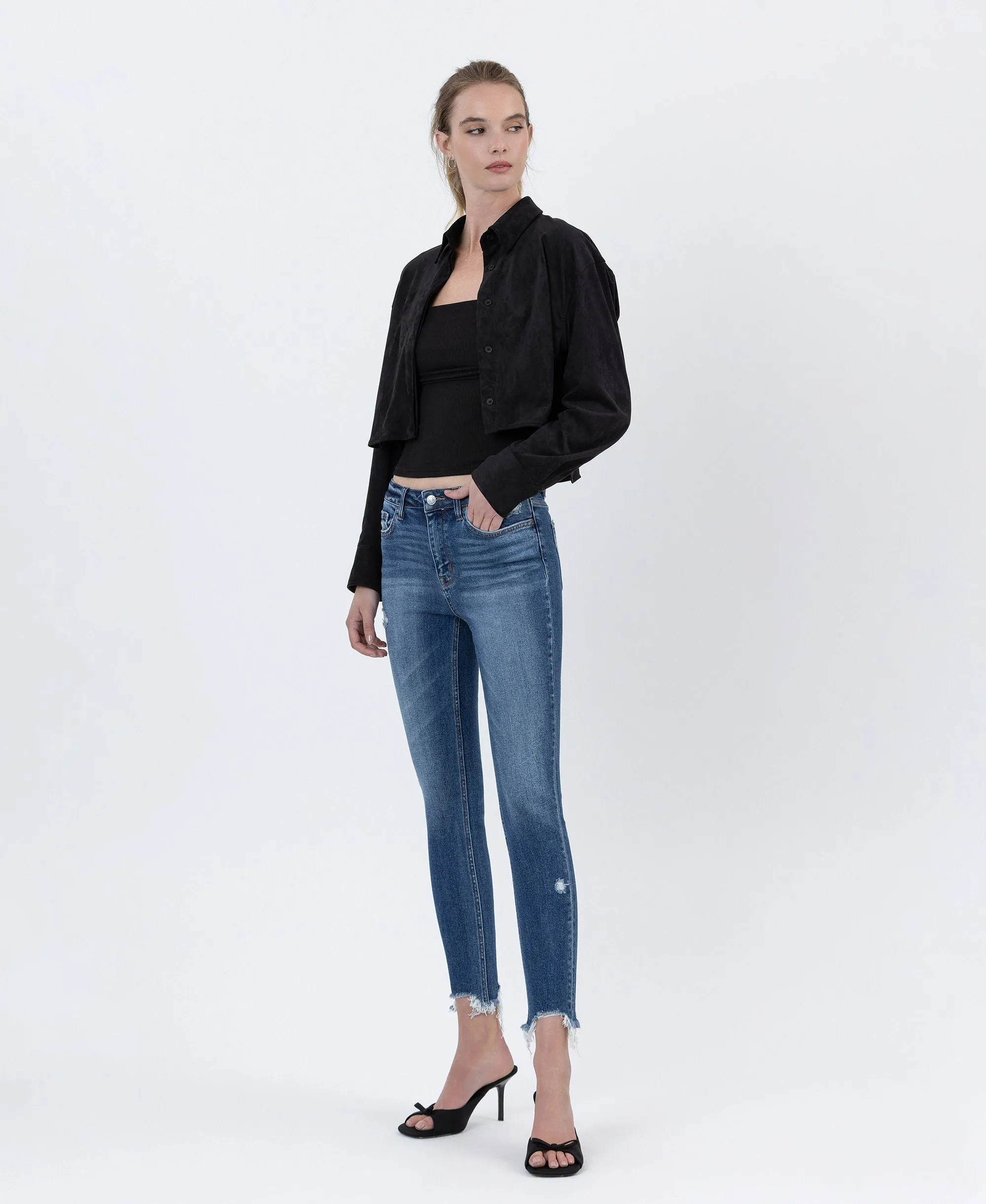 Counter Attack - High Rise Crop Skinny Jeans