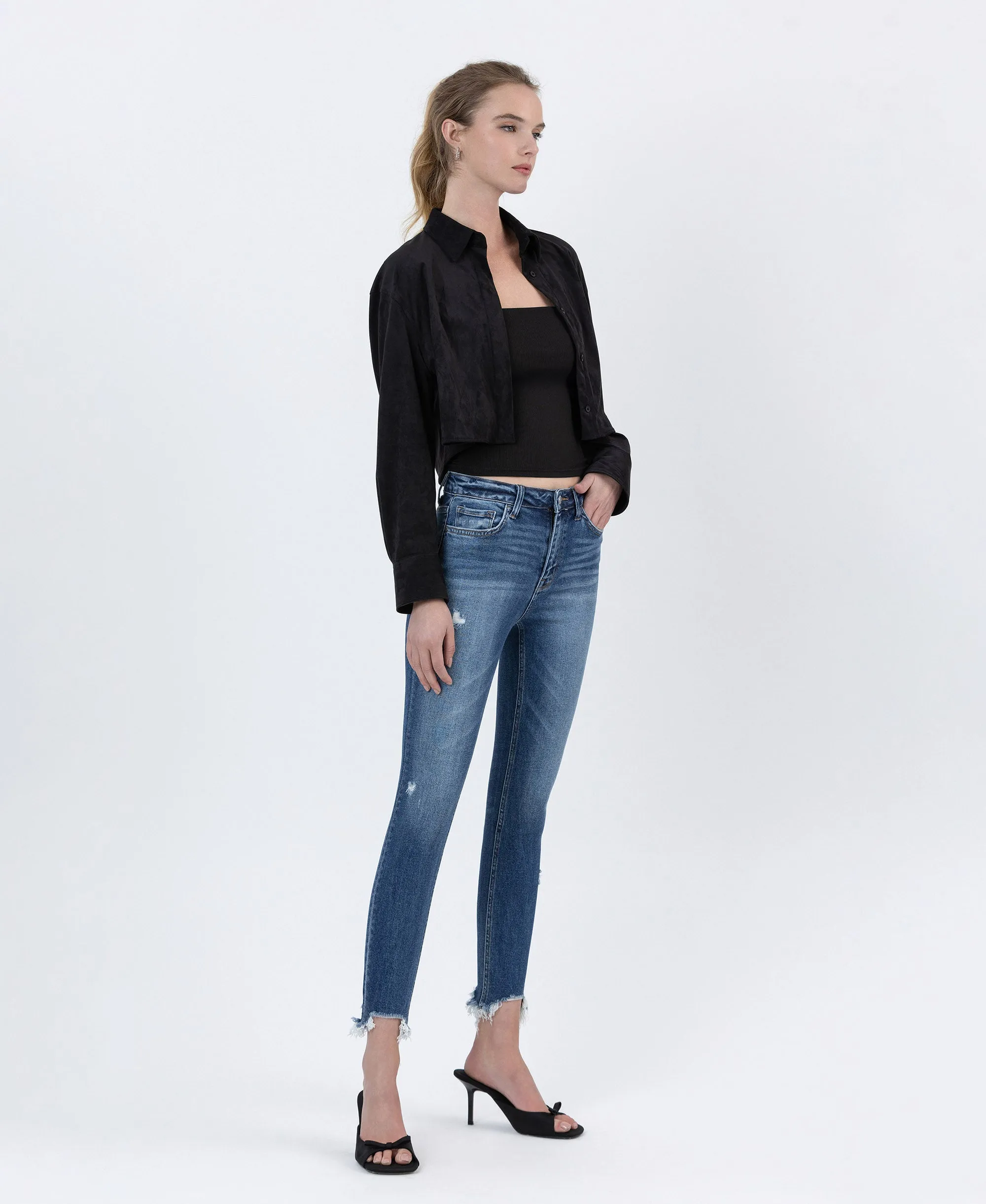 Counter Attack - High Rise Crop Skinny Jeans