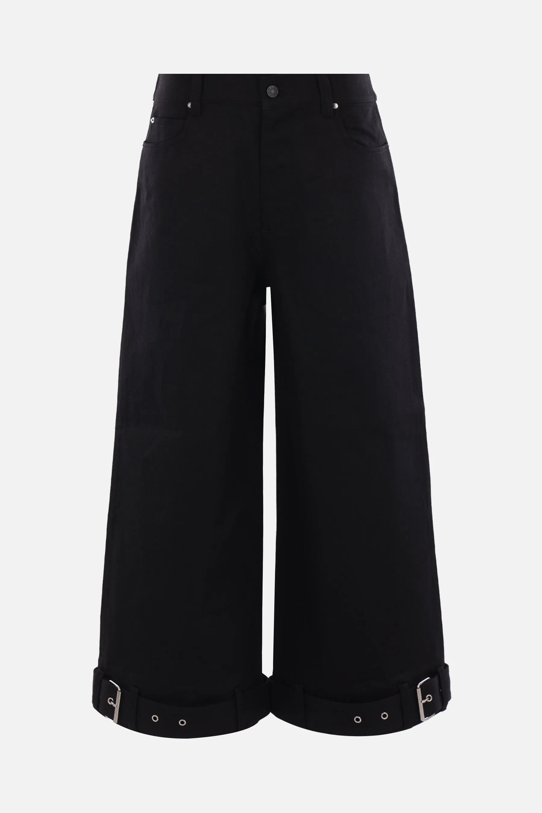 cropped denim jeans with belts