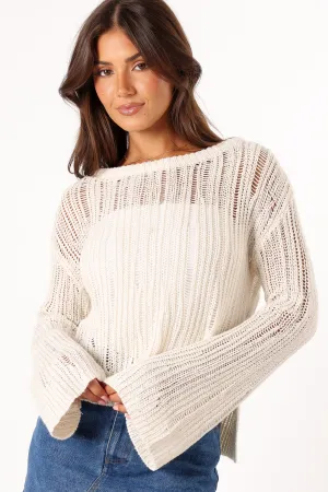 Danica Open Weave Knit Sweater - Cream
