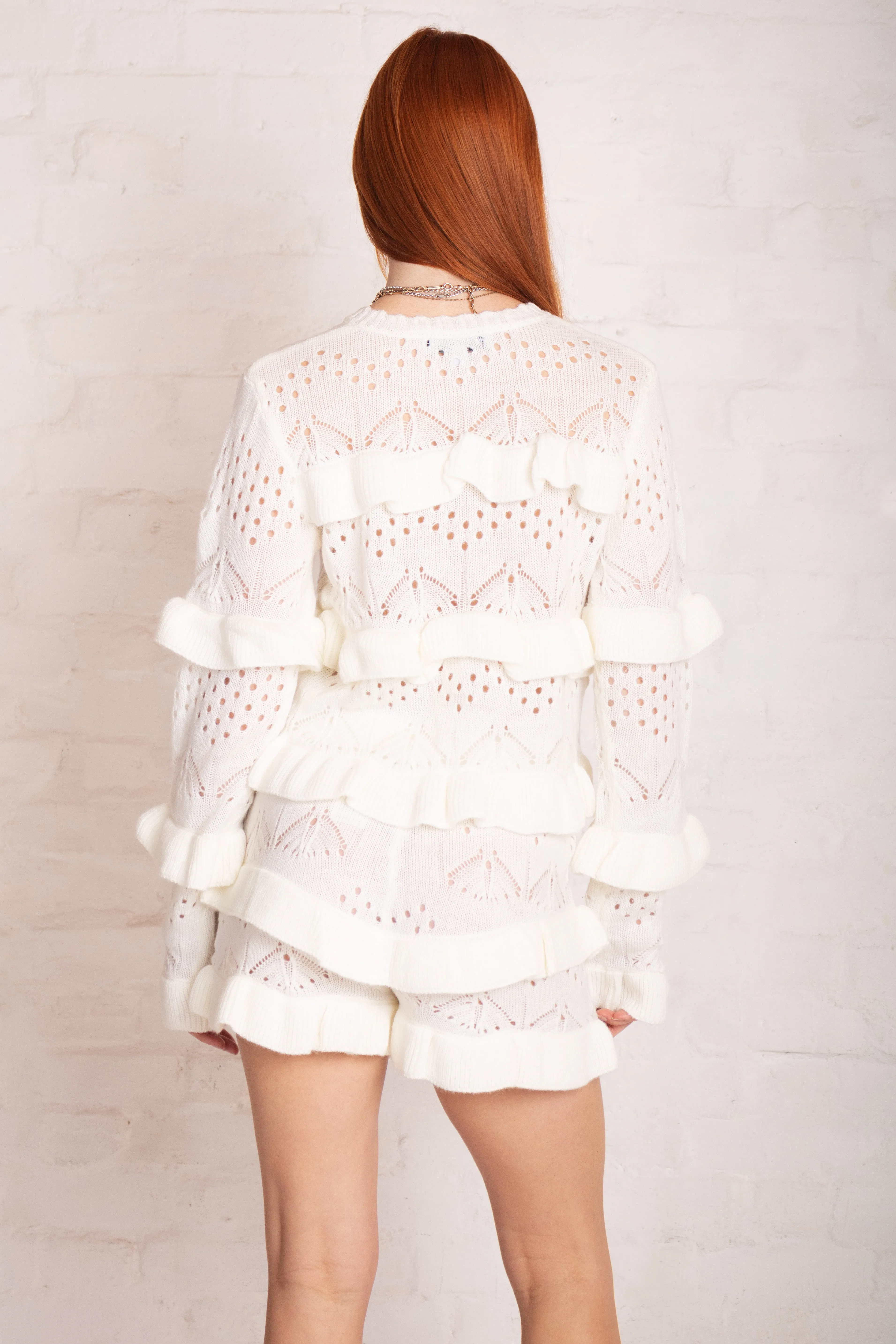 Delicate Pointelle Frill Cardigan