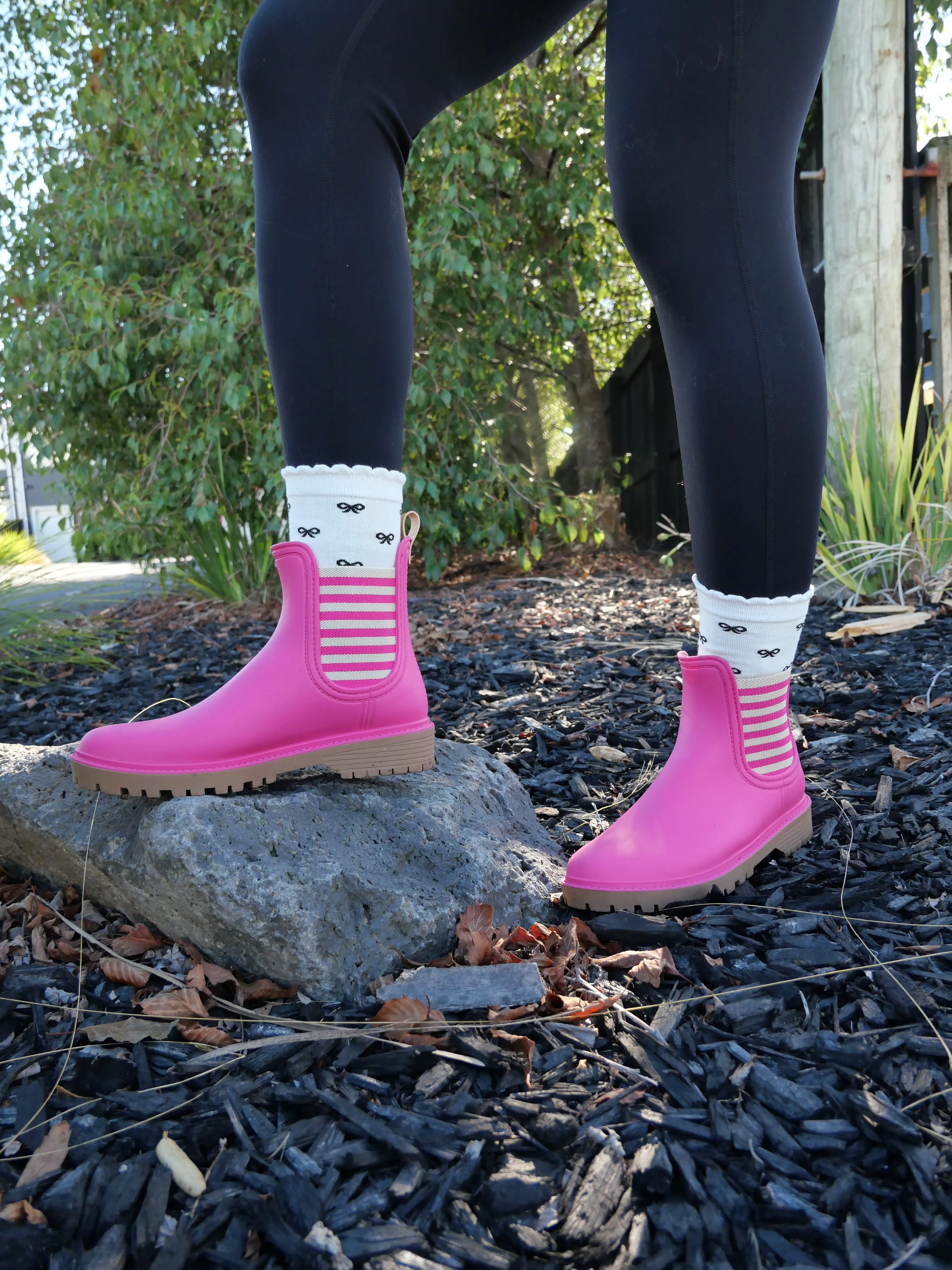 Diana Ferrari Laurina Gumboot Fuchsia Stripe