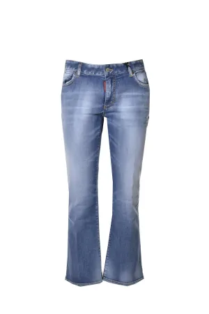 Dsquared2 Logo Patch Cropped Bootcut Jeans