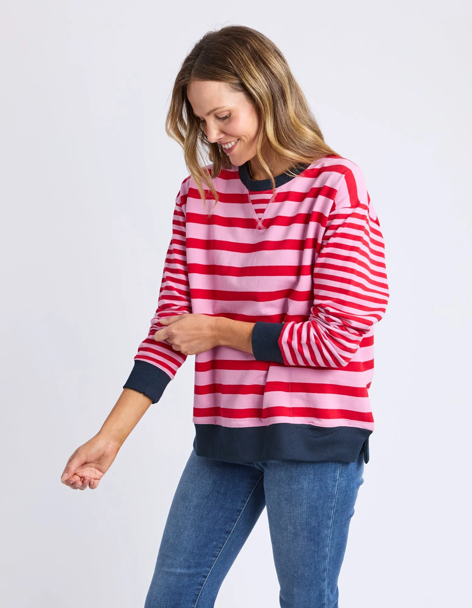 Elm All Sorts Crew Pink & Red Stripe
