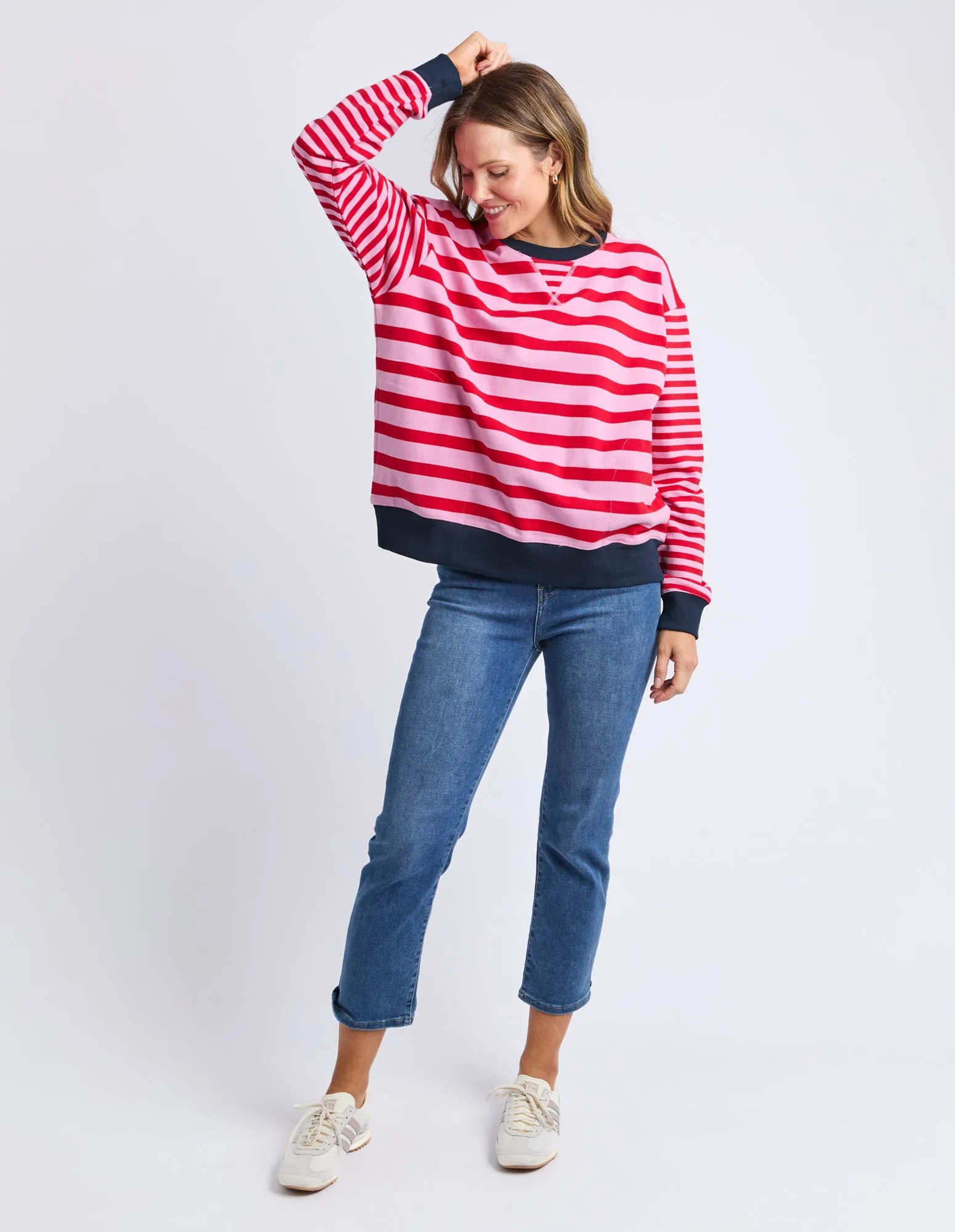 Elm All Sorts Crew Pink & Red Stripe