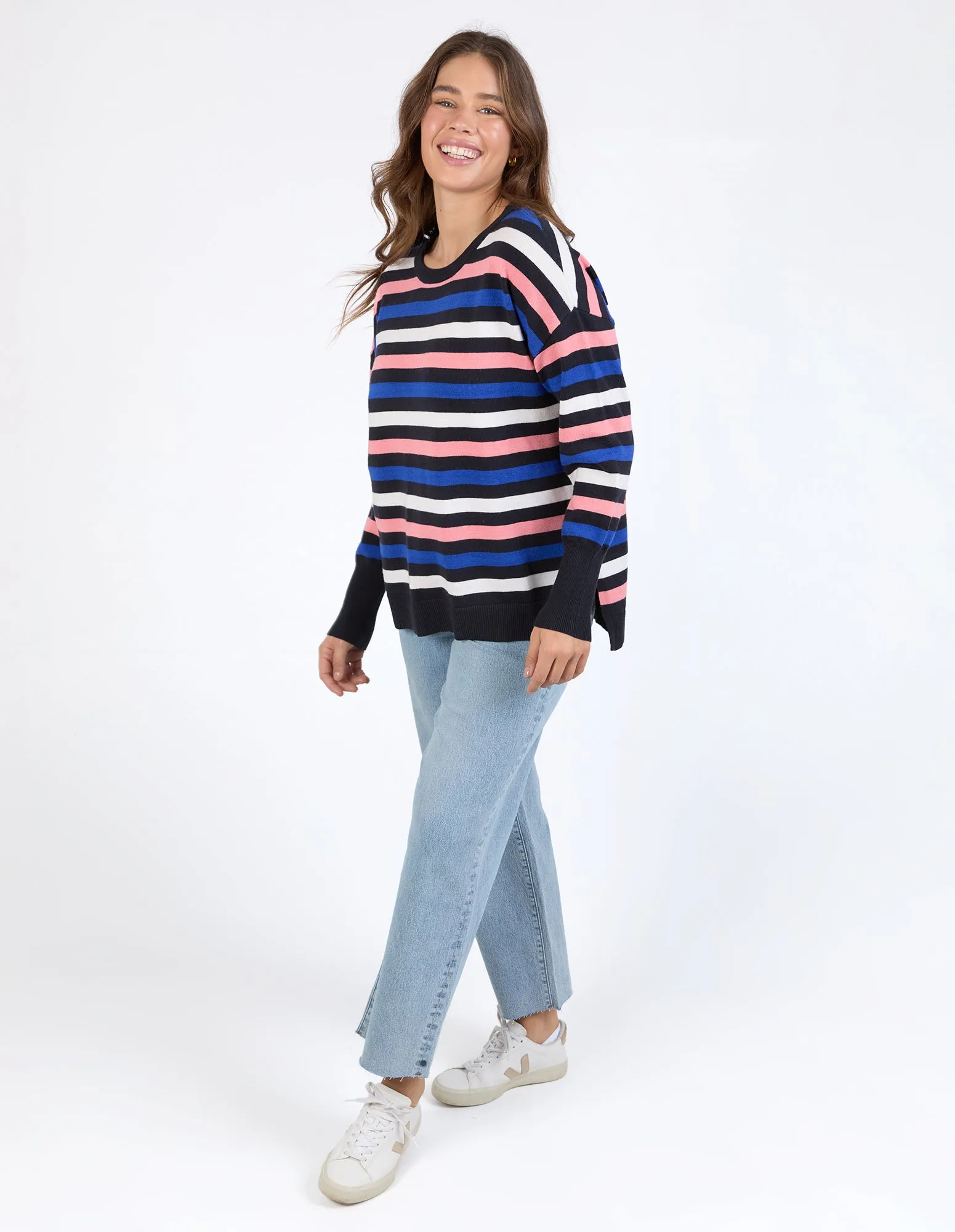 Elm Logan Stripe Knit Navy/ French Blue/ Charm Pink Stripe