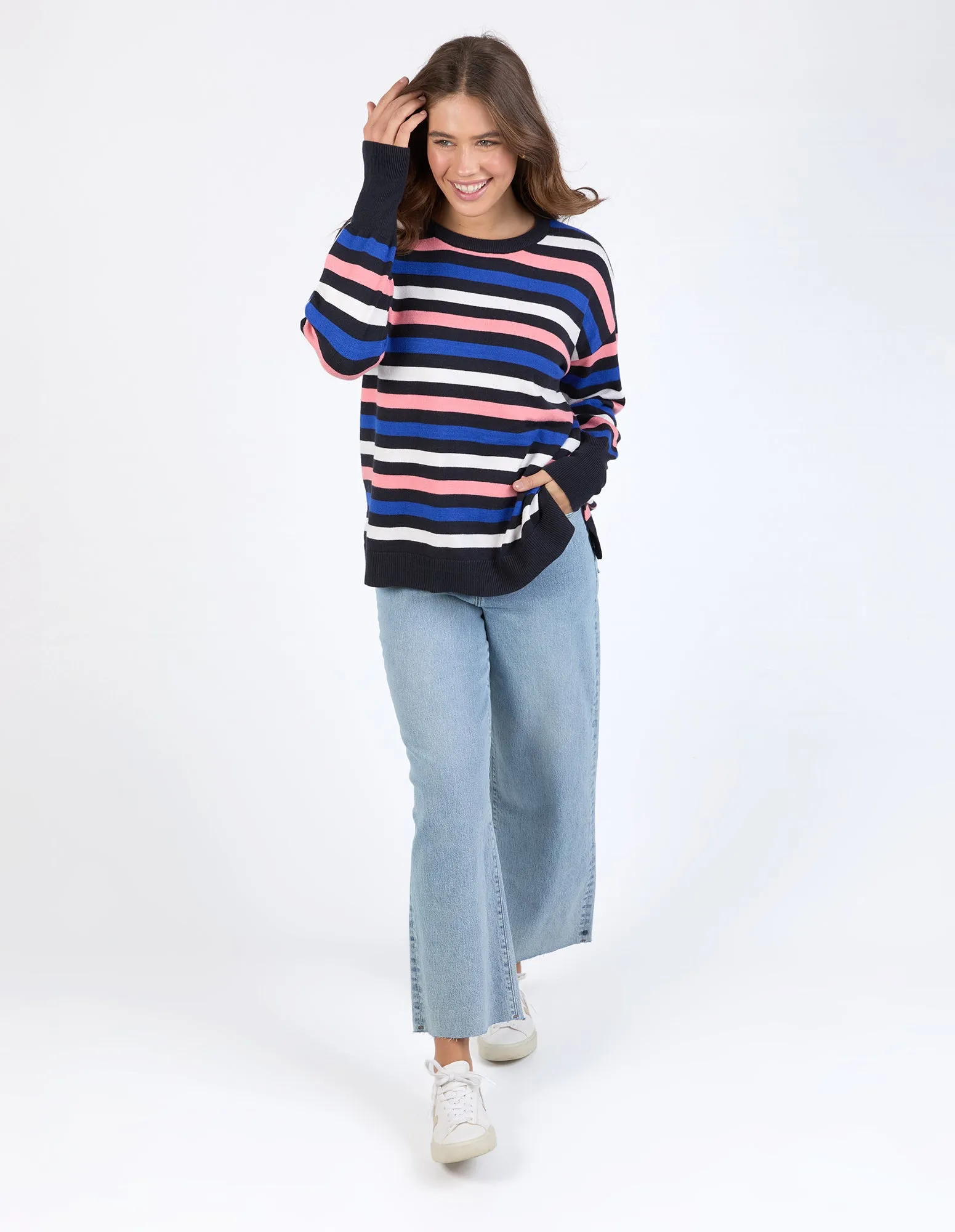 Elm Logan Stripe Knit Navy/ French Blue/ Charm Pink Stripe