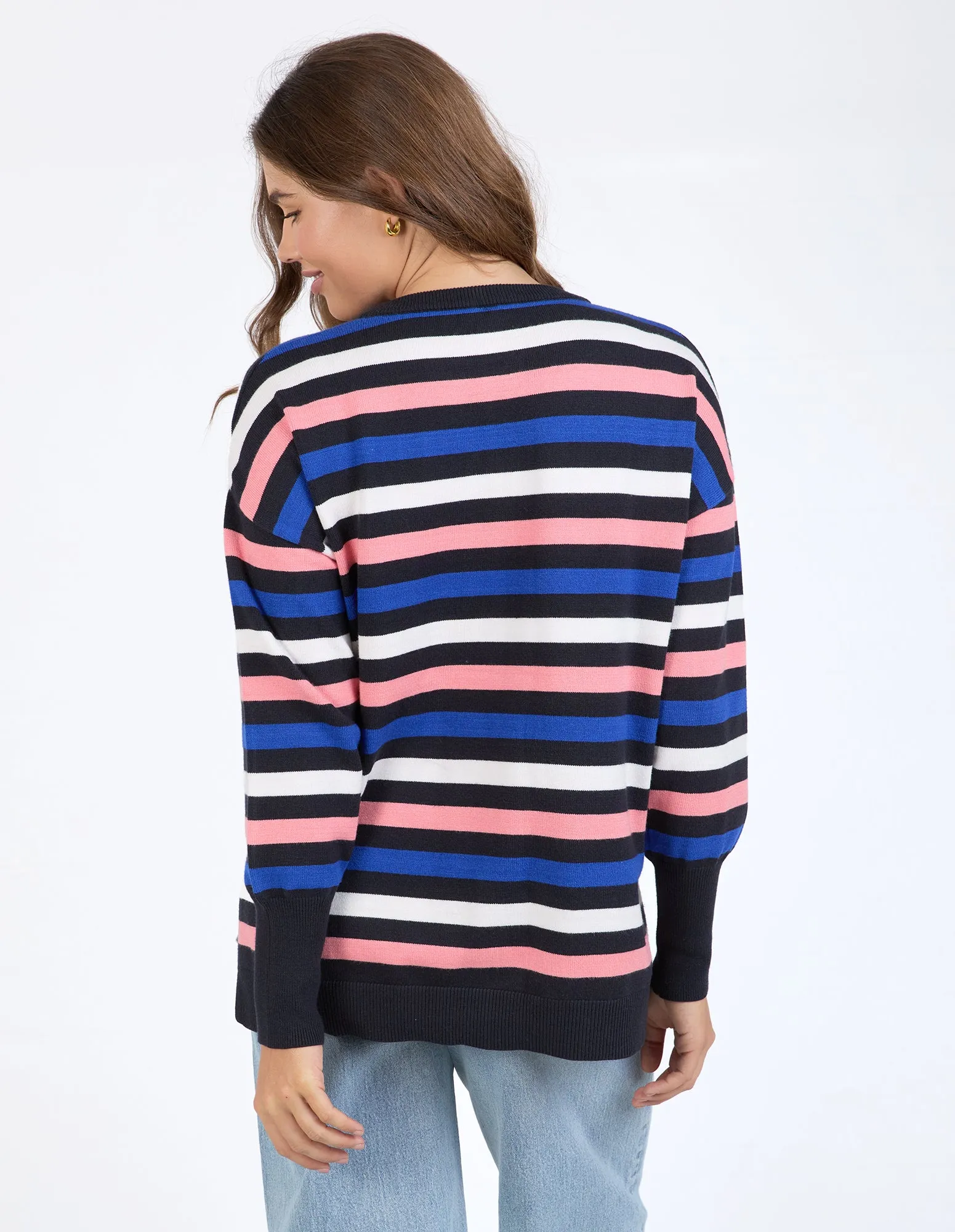 Elm Logan Stripe Knit Navy/ French Blue/ Charm Pink Stripe
