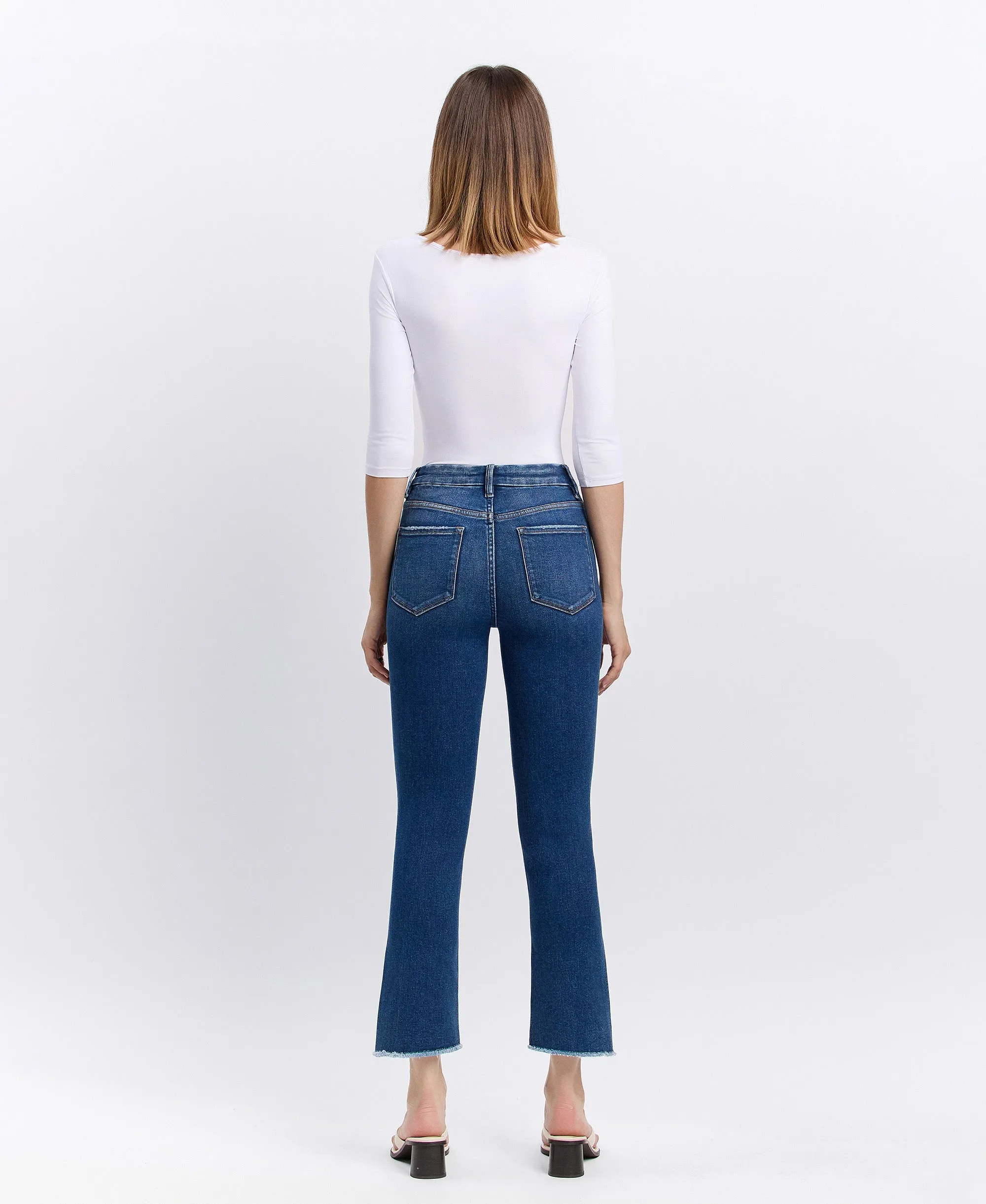 Encouragingly - High Rise Raw Step Hem Slim Straight Jeans