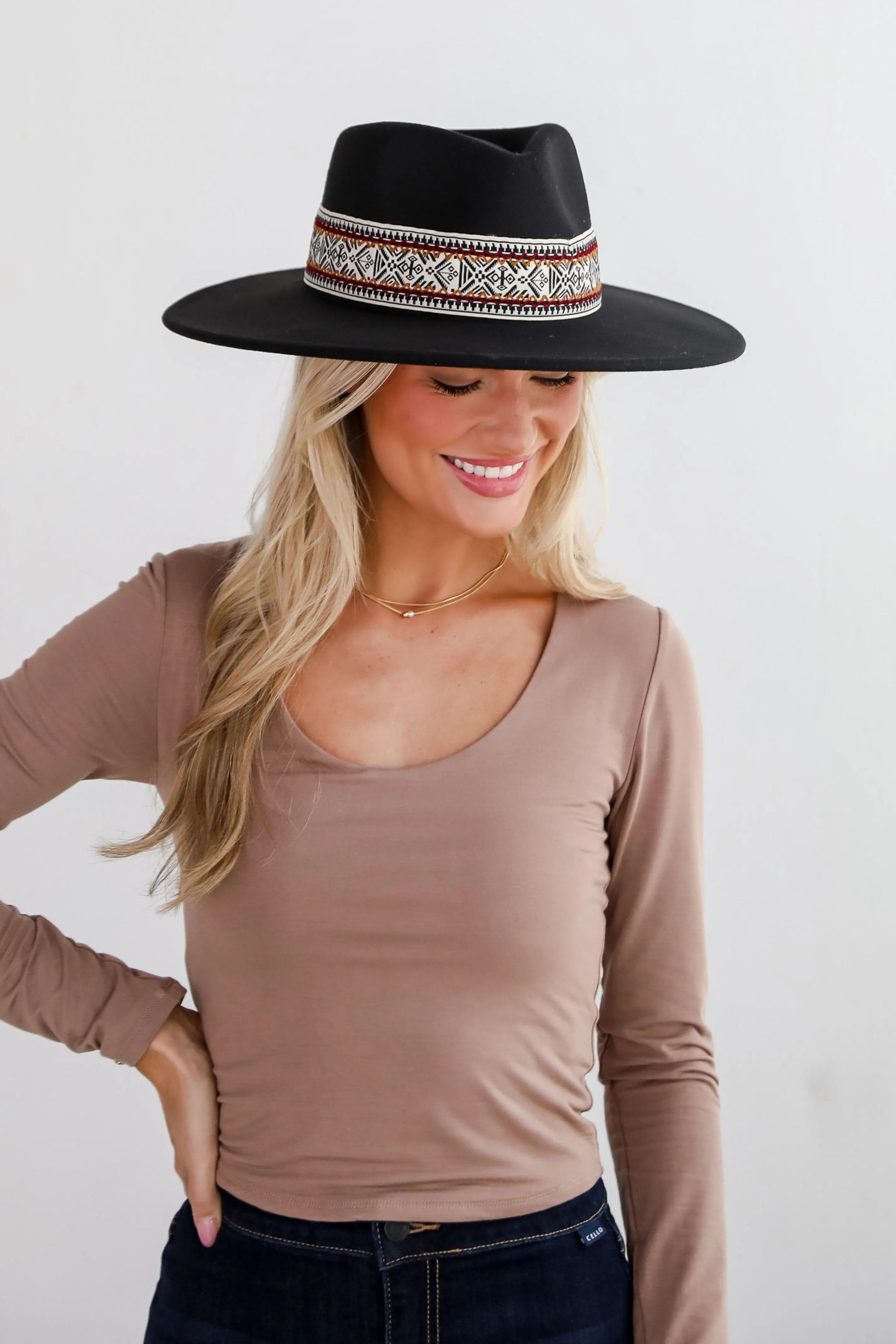 FINAL SALE - Out West Vibe Black Wide Brim Fedora Hat