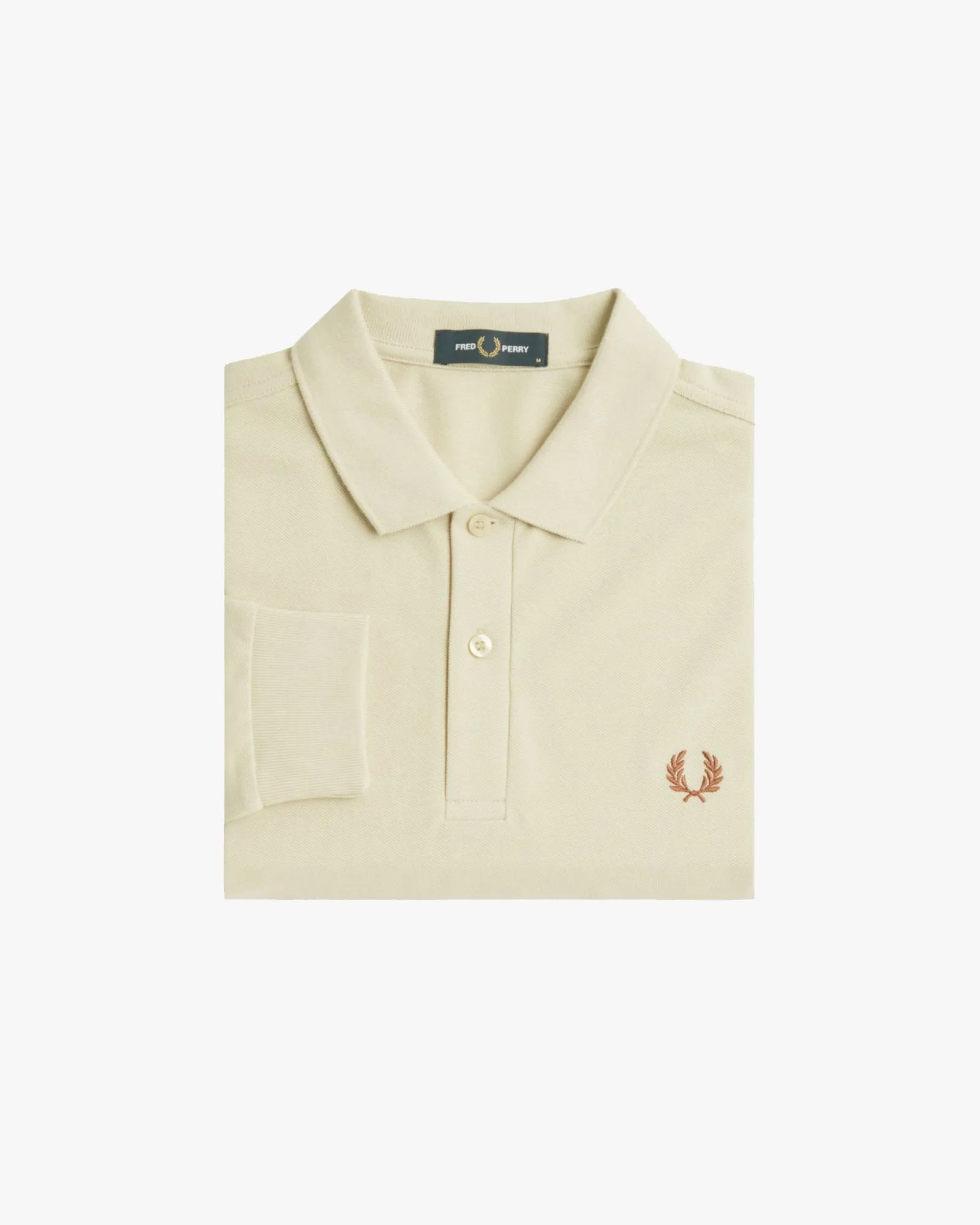 Fred Perry L/S Plain Polo Shirt - Oatmeal / Whisky Brown
