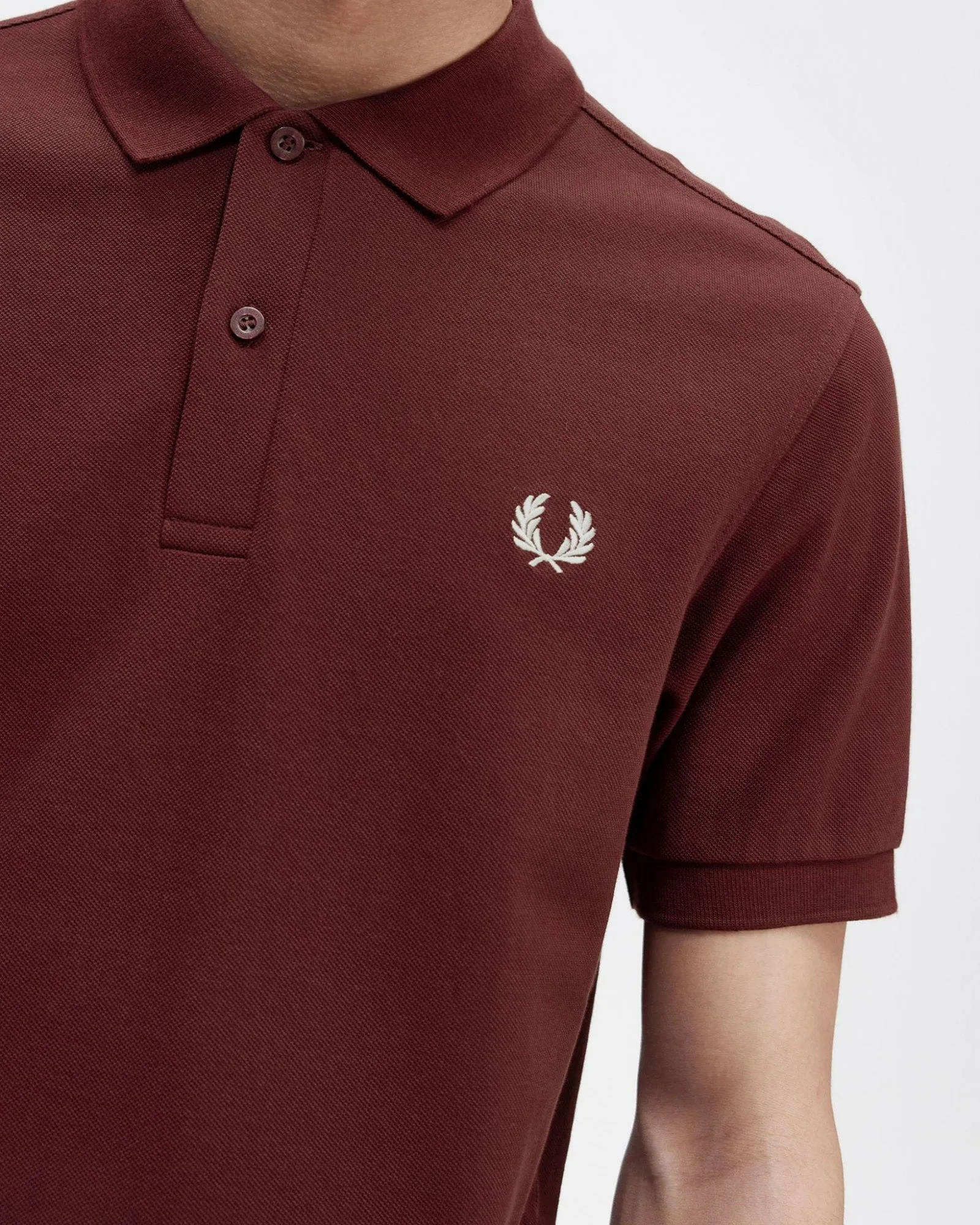 Fred Perry Plain Polo Shirt - Oxblood / Ecru