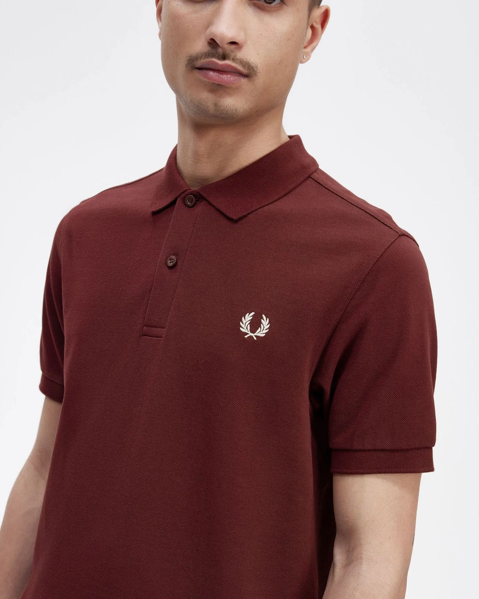 Fred Perry Plain Polo Shirt - Oxblood / Ecru