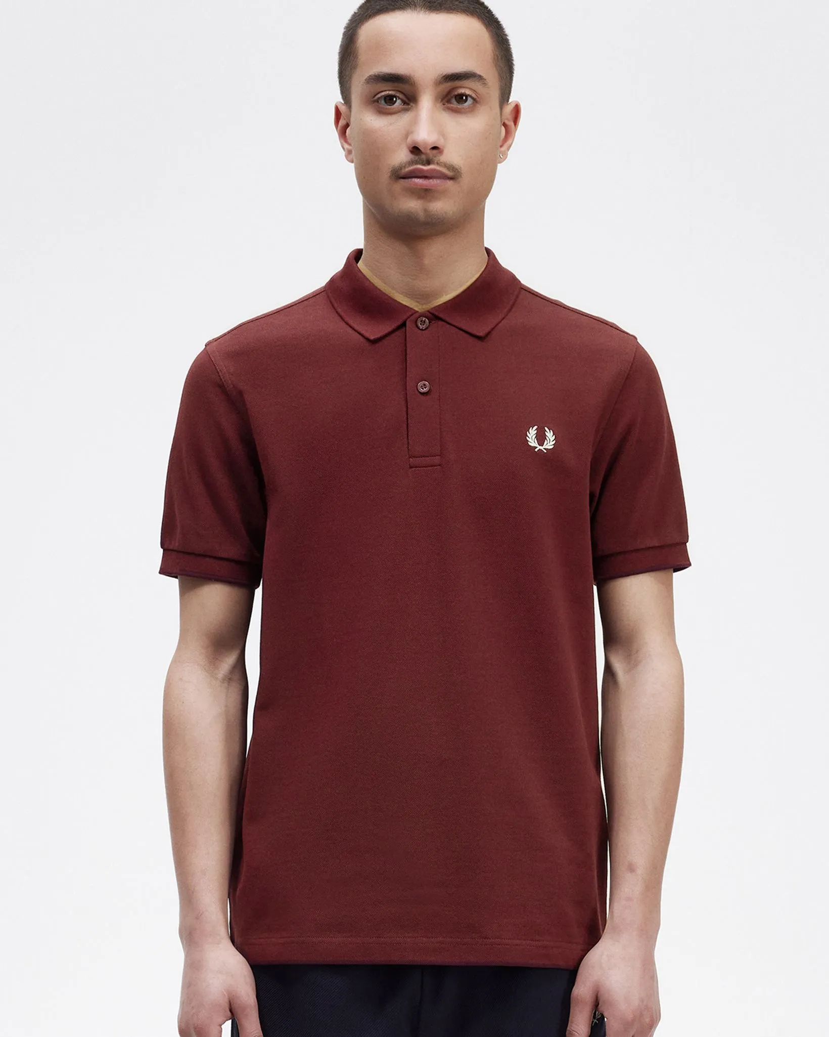 Fred Perry Plain Polo Shirt - Oxblood / Ecru