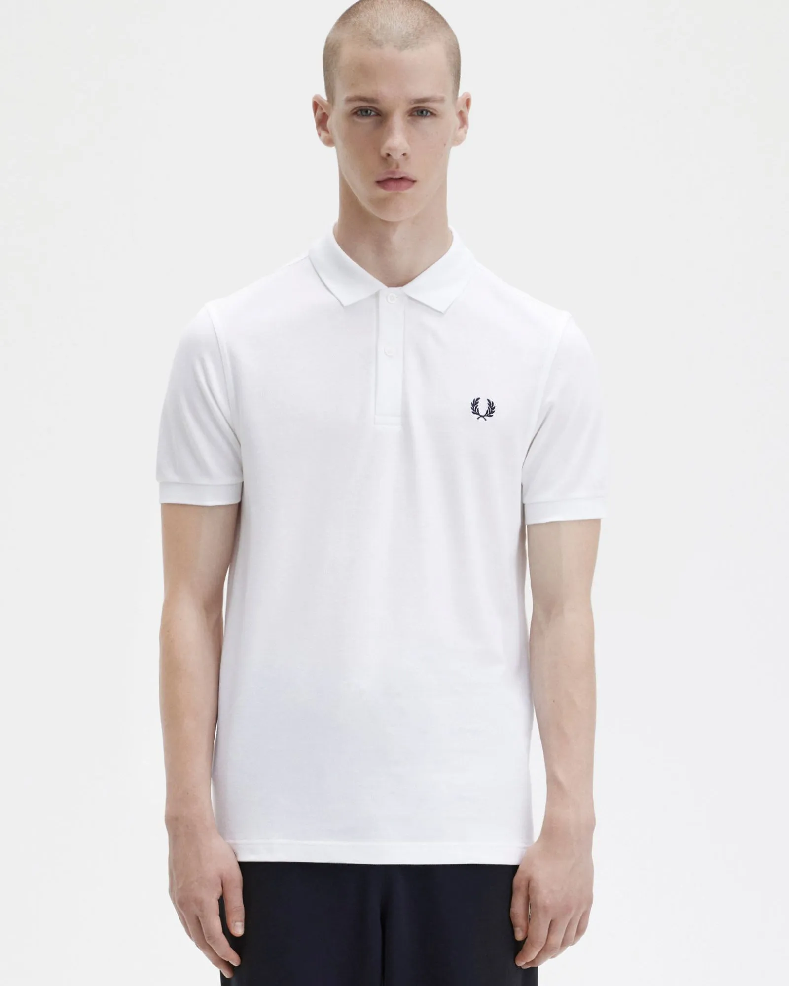 Fred Perry Plain Polo Shirt - White / Navy