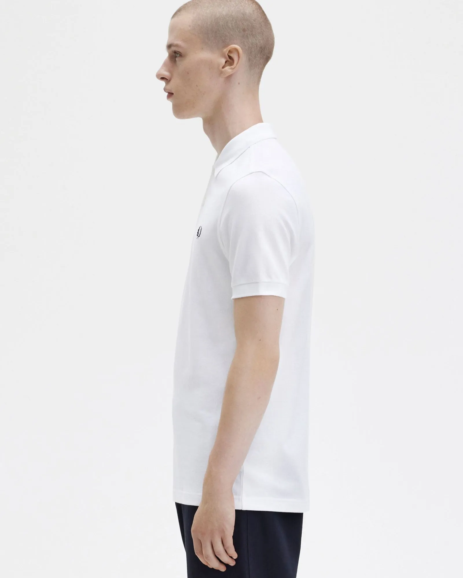 Fred Perry Plain Polo Shirt - White / Navy
