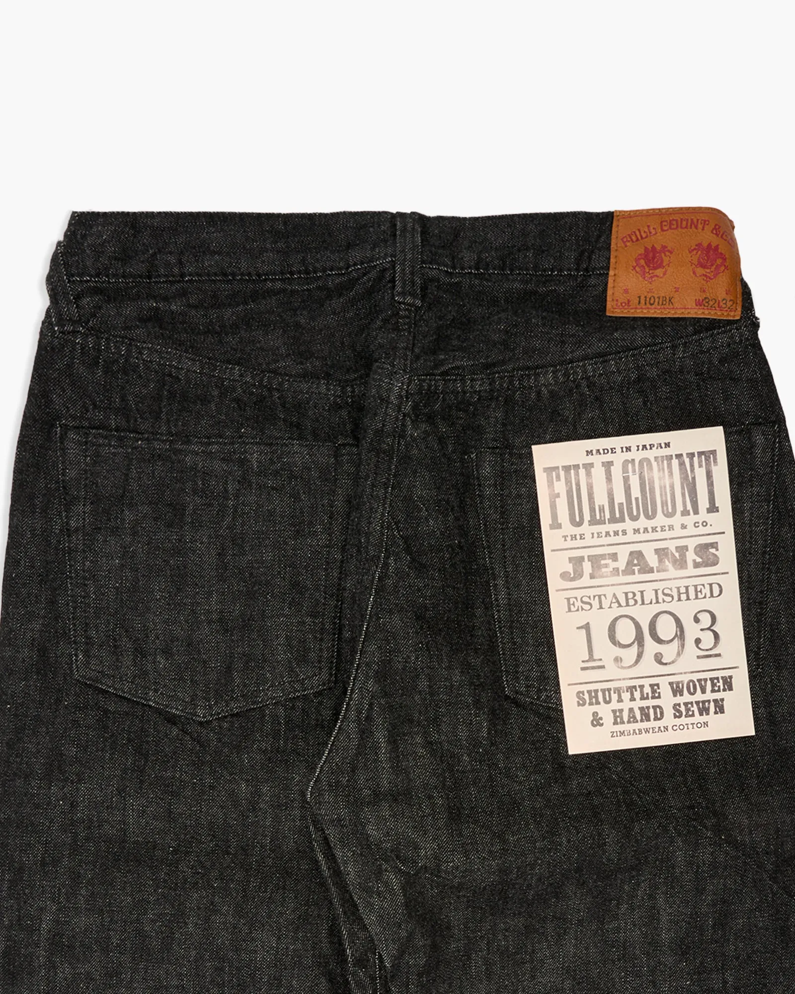 Fullcount 1101BK 13.7oz Selvedge Straight Fit Mens Jeans - Black Onewash