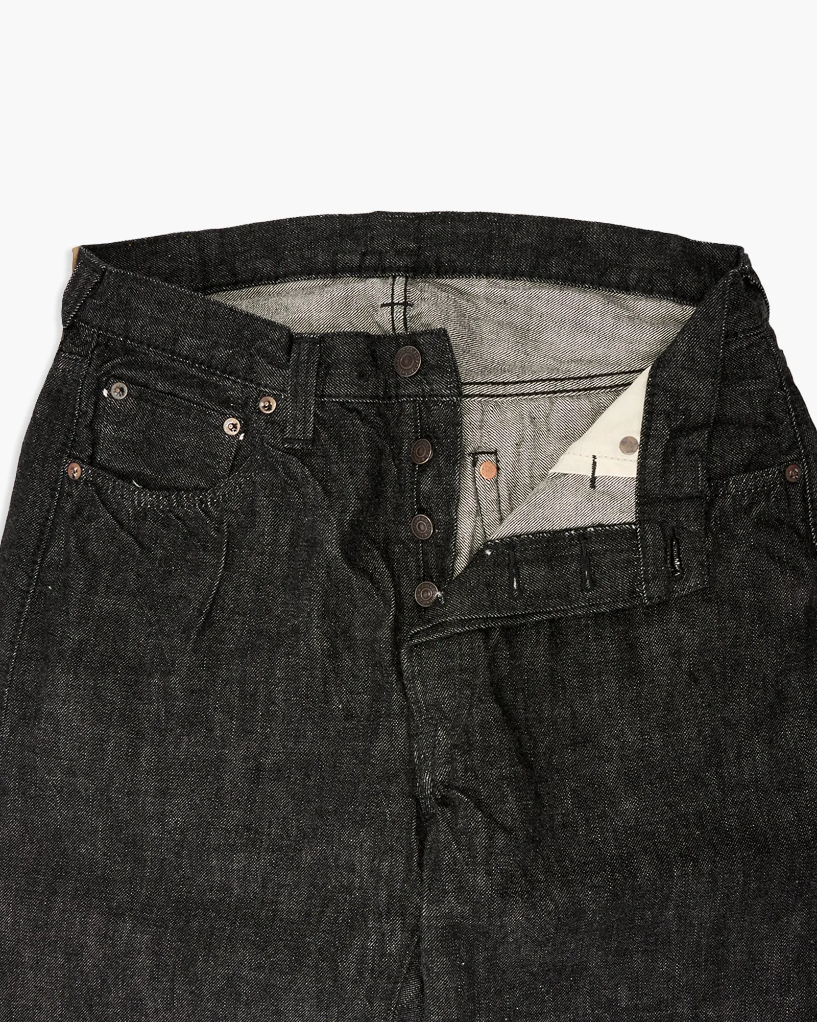 Fullcount 1101BK 13.7oz Selvedge Straight Fit Mens Jeans - Black Onewash