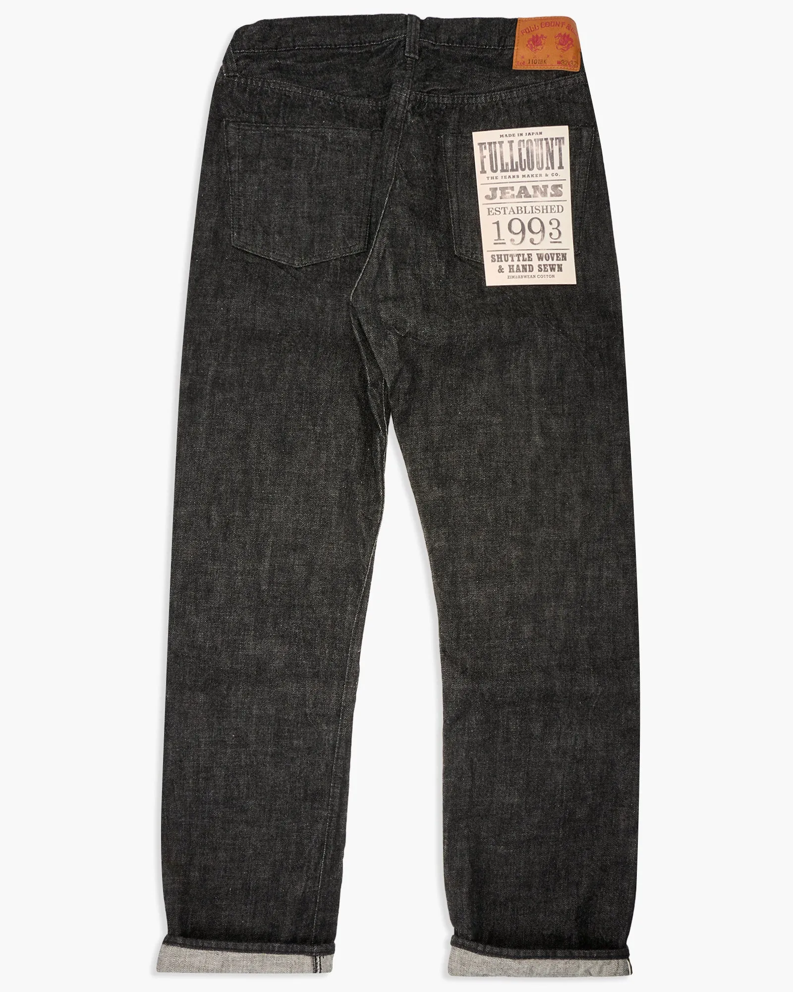 Fullcount 1101BK 13.7oz Selvedge Straight Fit Mens Jeans - Black Onewash